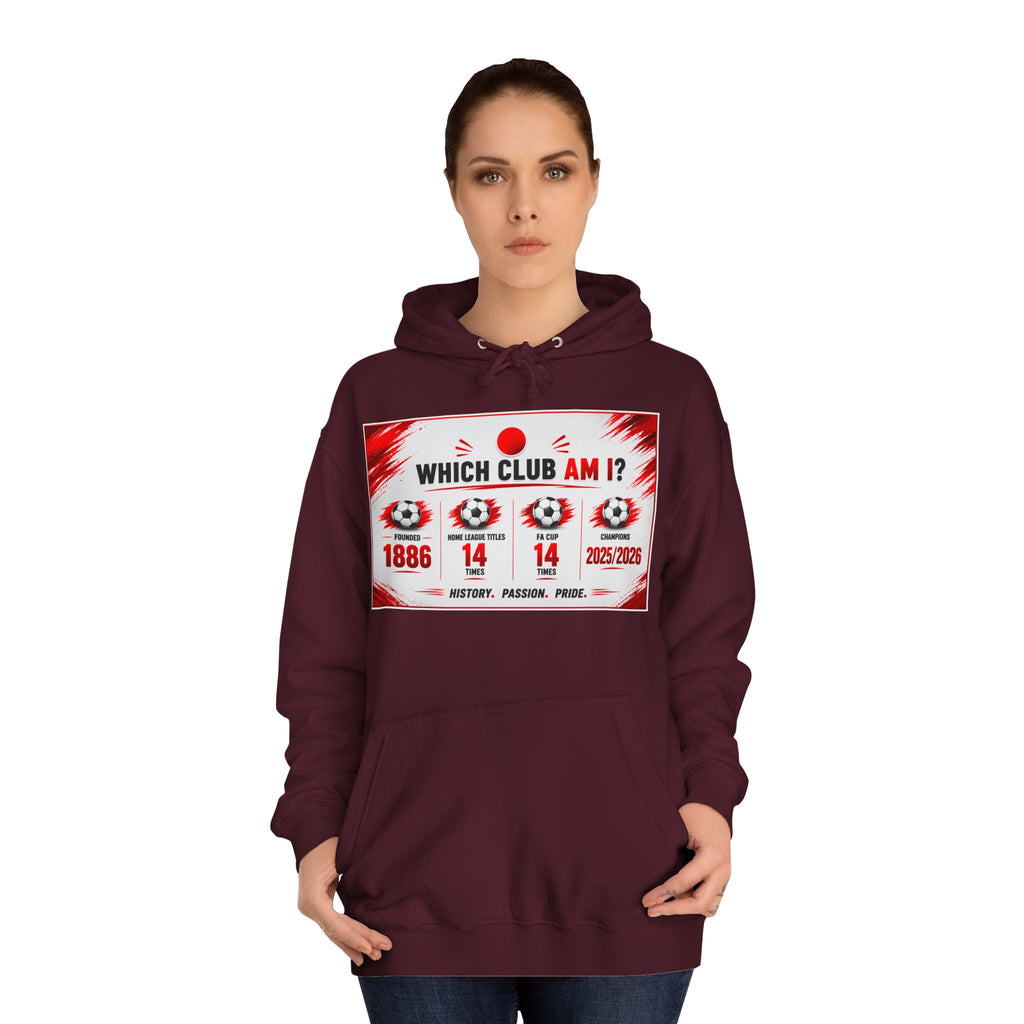 College Hoodie — "Which Club Am I?" Graphic Student Spirit Sweatshirt