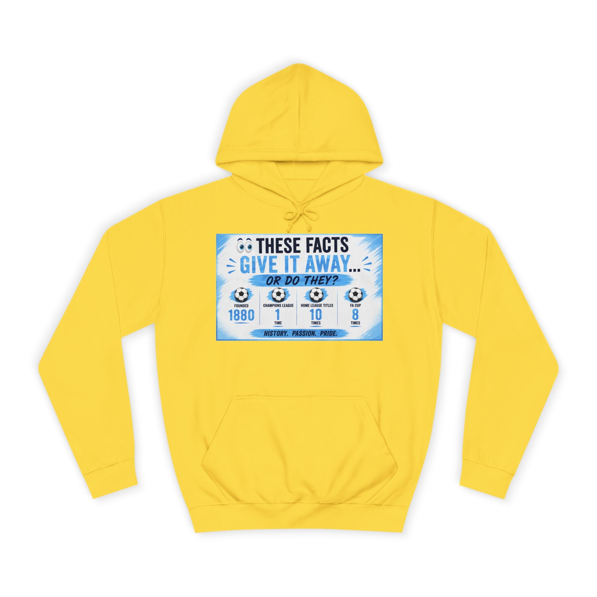 College Hoodie — 'These Facts Give It Away... Or Do They?' Graphic Pullover