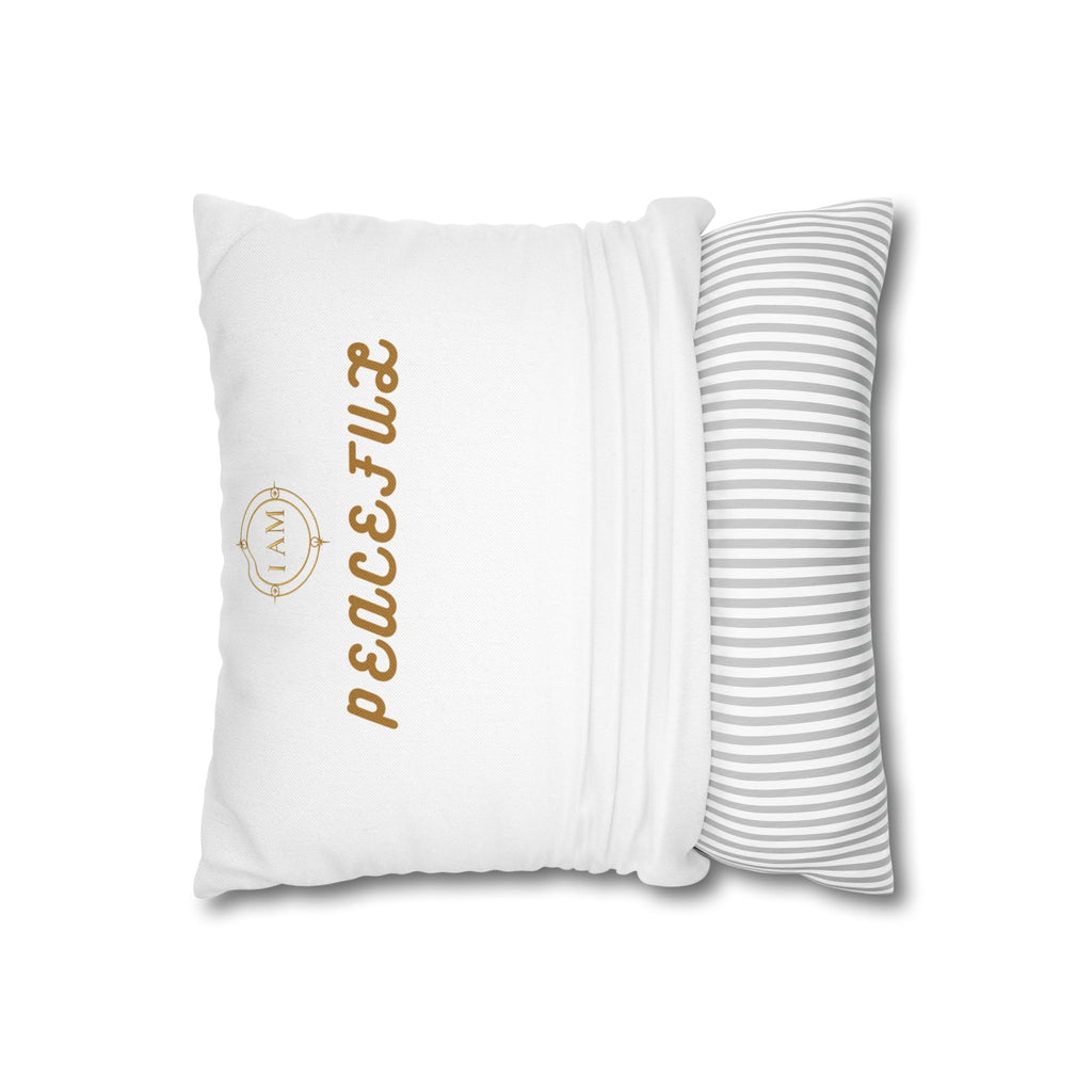 Peacefulx Gold Script Pillowcase — “I AM PEACEFULX” Decorative Throw Pillow