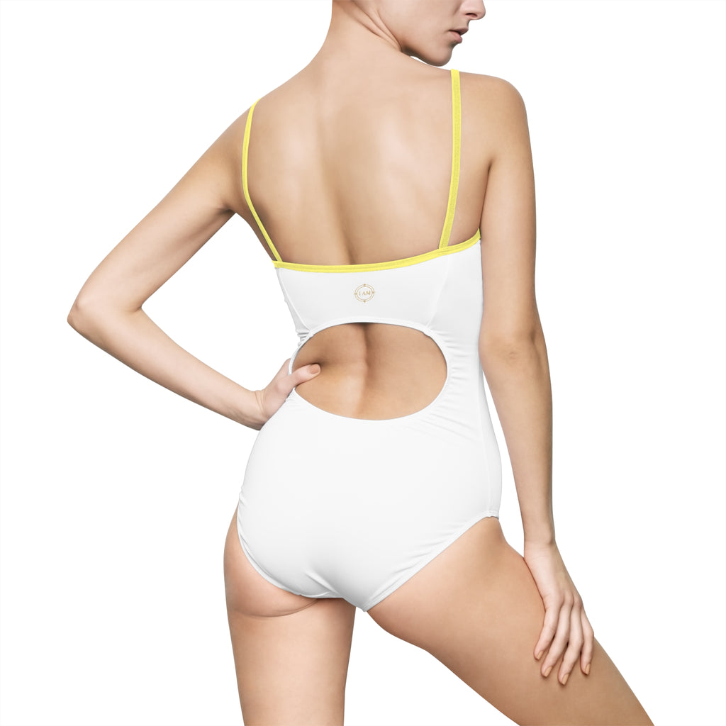 "Be & Let Be" Women's One-Piece Swimsuit — Minimalist Gold Script Beachwear