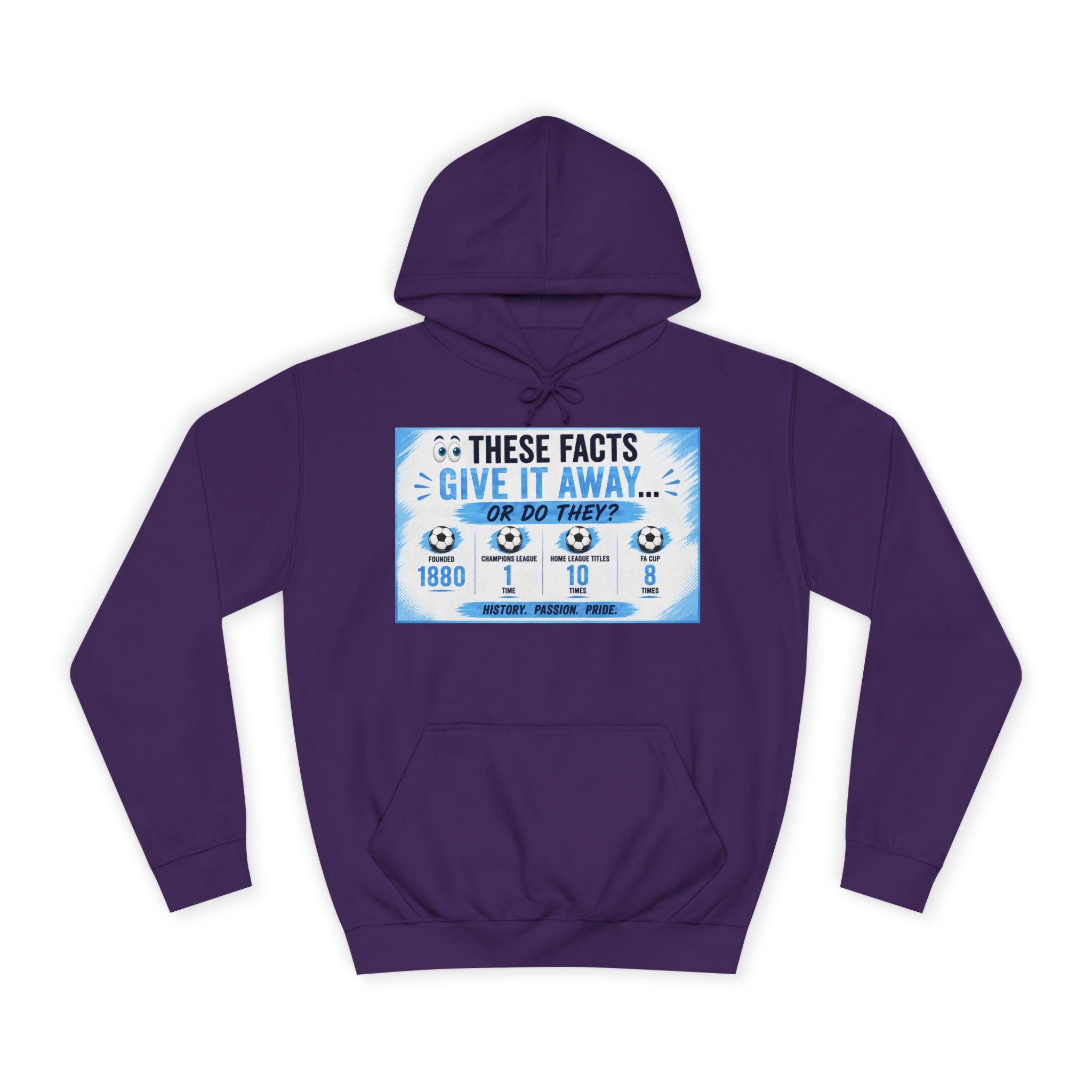 College Hoodie — 'These Facts Give It Away... Or Do They?' Graphic Pullover