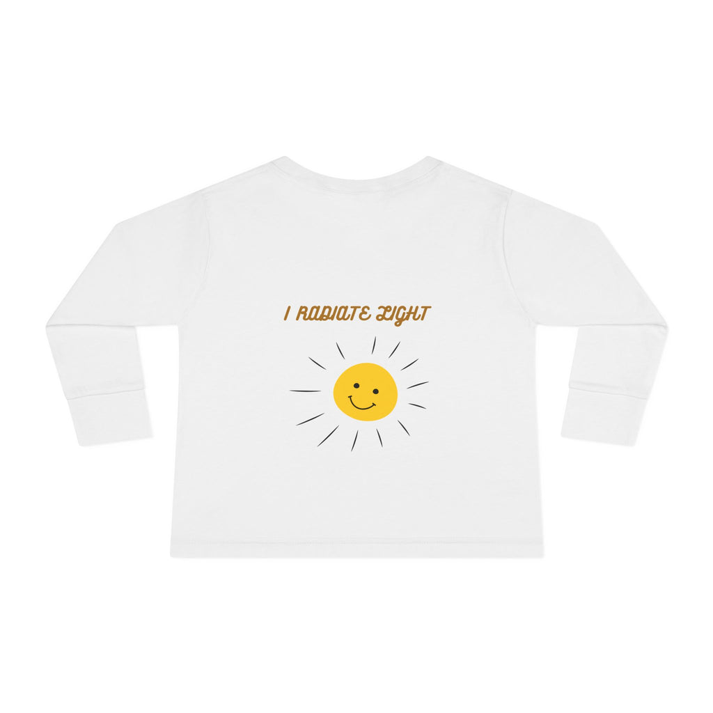 Toddler Long Sleeve Tee — 'Luminous' Gold Script Kids Shirt (I Radiate Light)