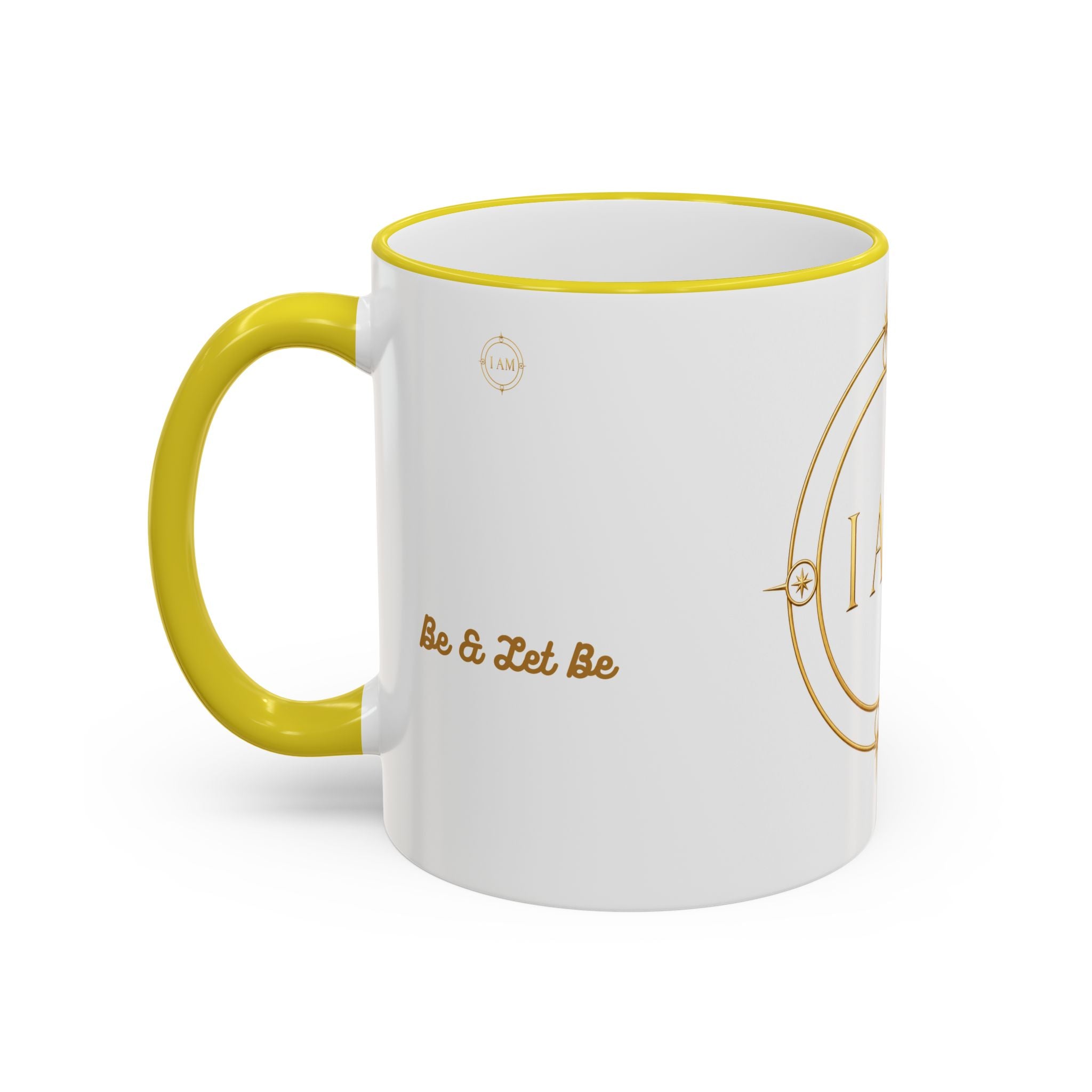 I AM Inspirational Accent Rim Mug — Gold Foil Motif Coffee Cup (11oz, 15oz)