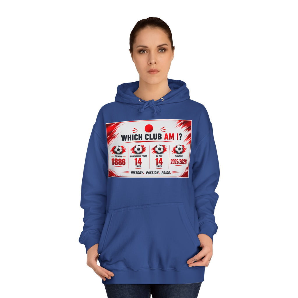 College Hoodie — "Which Club Am I?" Graphic Student Spirit Sweatshirt