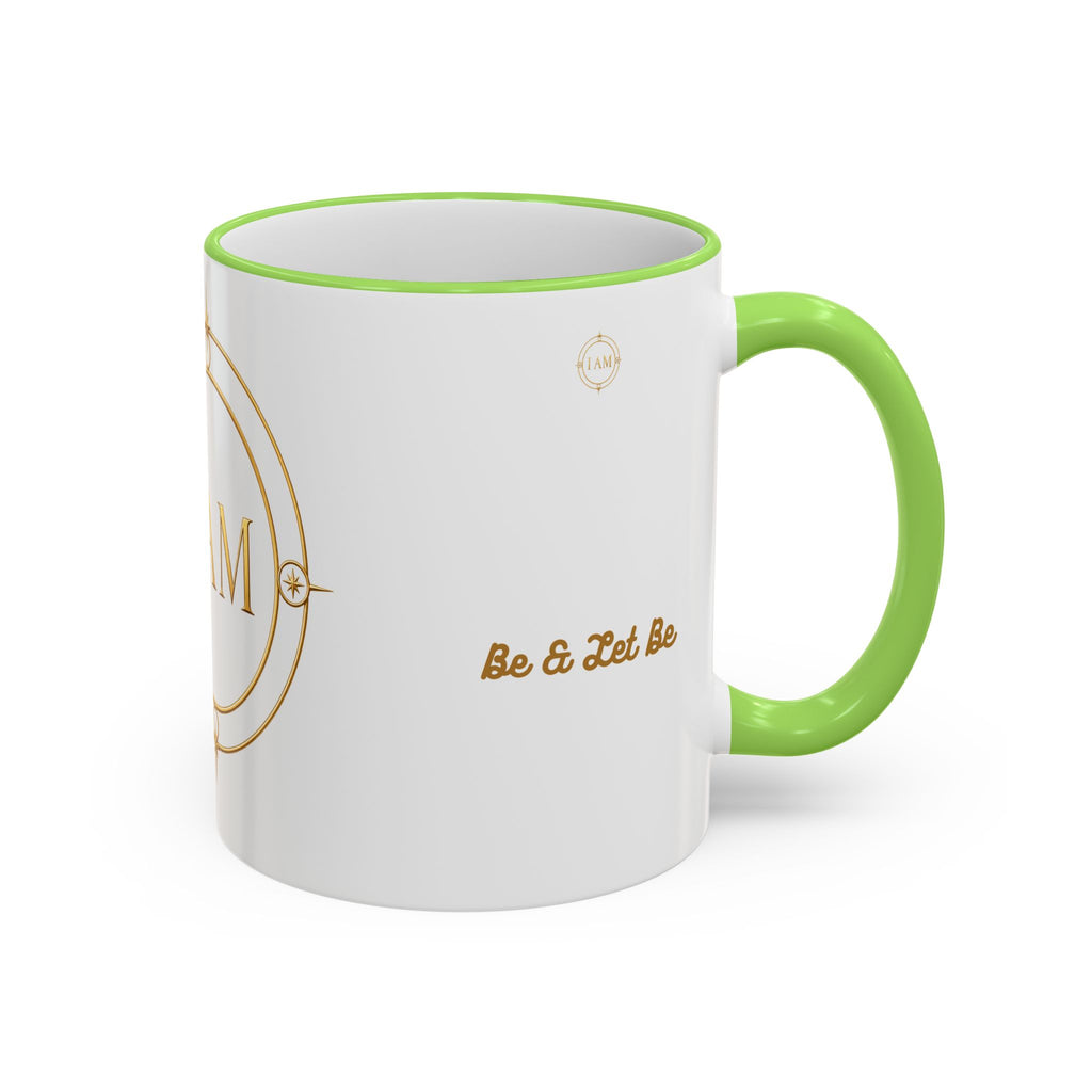 I AM Inspirational Accent Rim Mug — Gold Foil Motif Coffee Cup (11oz, 15oz)