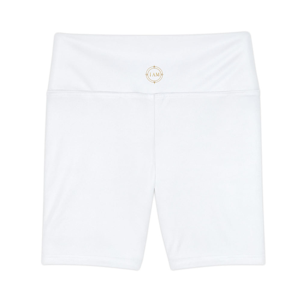 Women's Workout Shorts — High-Waist White Athletic Bike Shorts