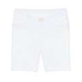 Women's Workout Shorts — High-Waist White Athletic Bike Shorts