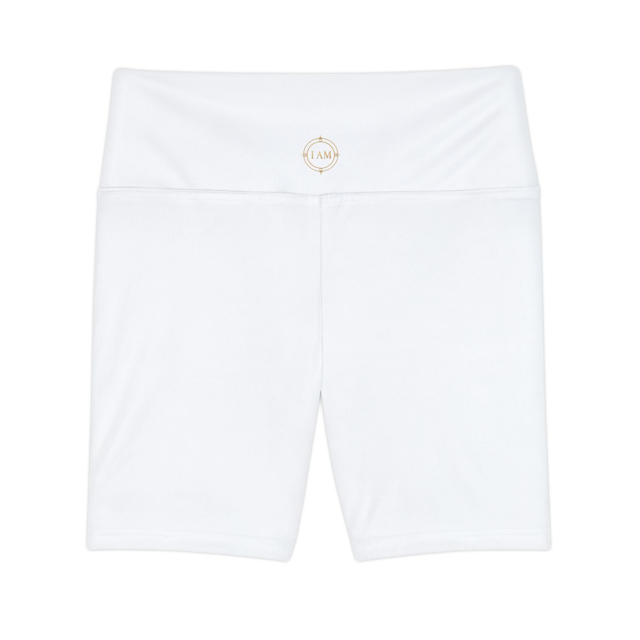 Women's Workout Shorts — High-Waist White Athletic Bike Shorts