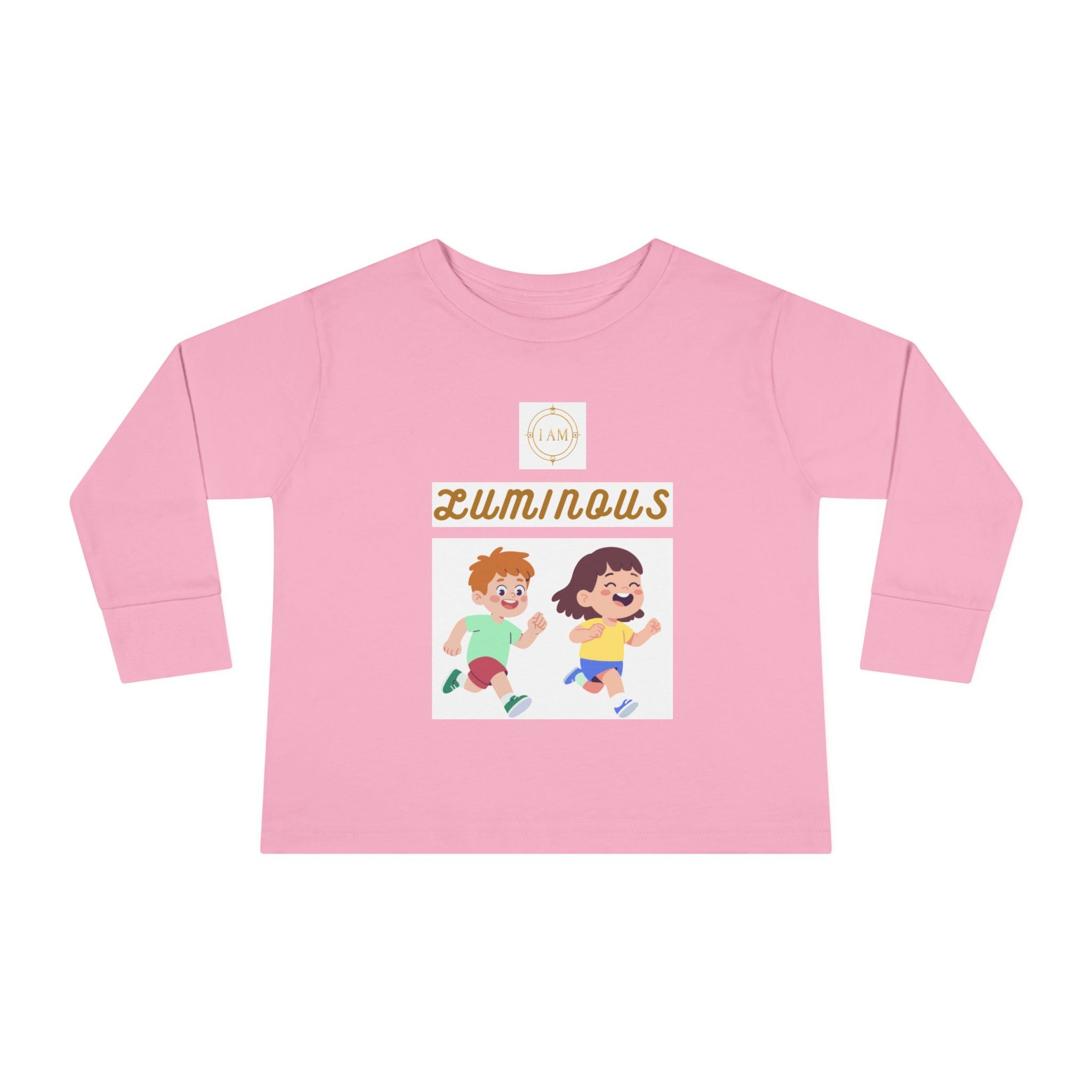 Toddler Long Sleeve Tee — 'Luminous' Gold Script Kids Shirt (I Radiate Light)