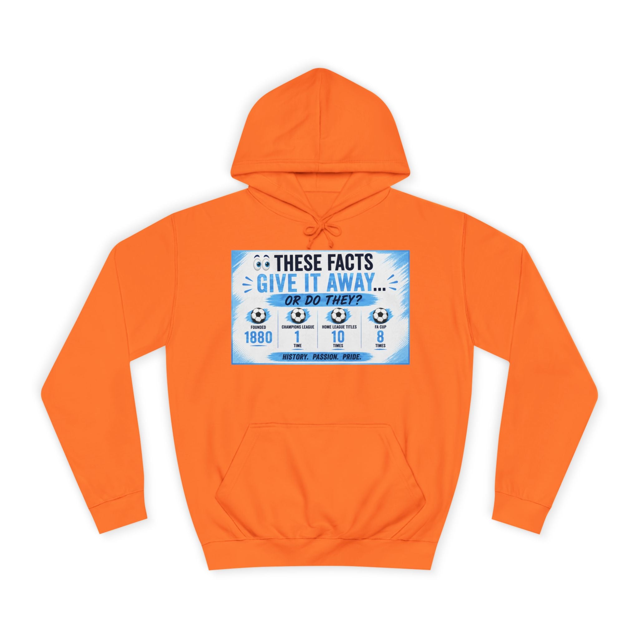 College Hoodie — 'These Facts Give It Away... Or Do They?' Graphic Pullover