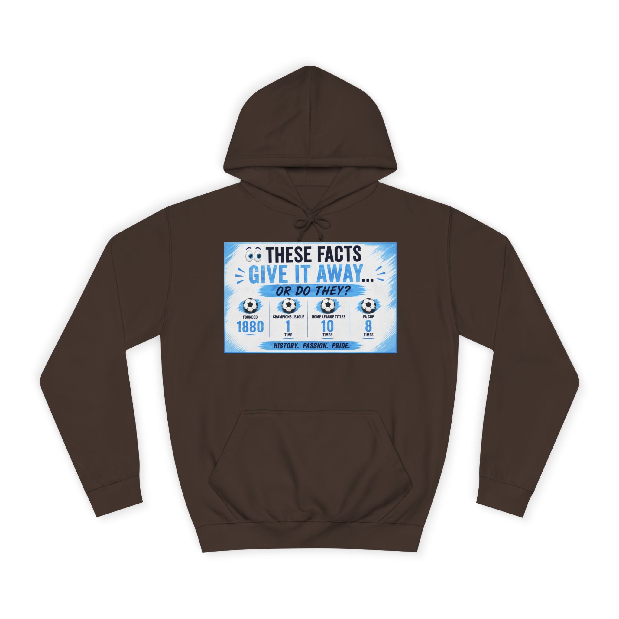 College Hoodie — 'These Facts Give It Away... Or Do They?' Graphic Pullover