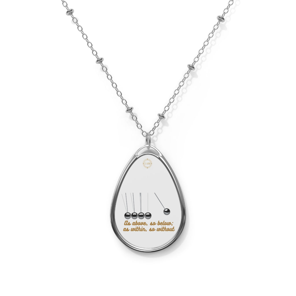 Newton's Cradle Oval Necklace — Science Jewelry Pendant