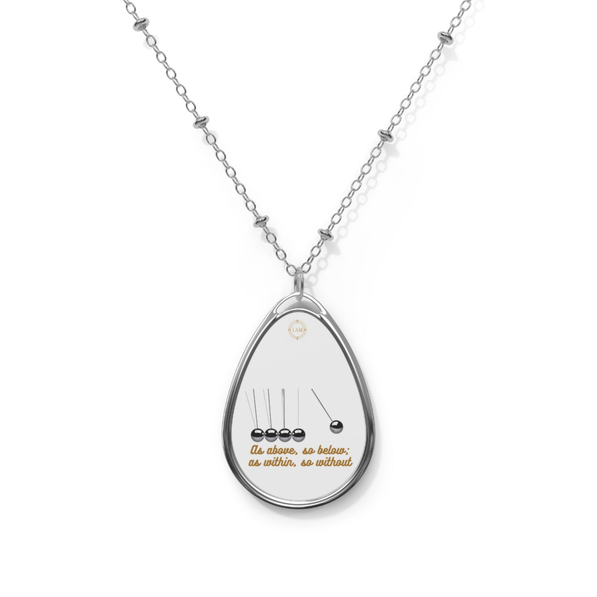 Newton's Cradle Oval Necklace — Science Jewelry Pendant