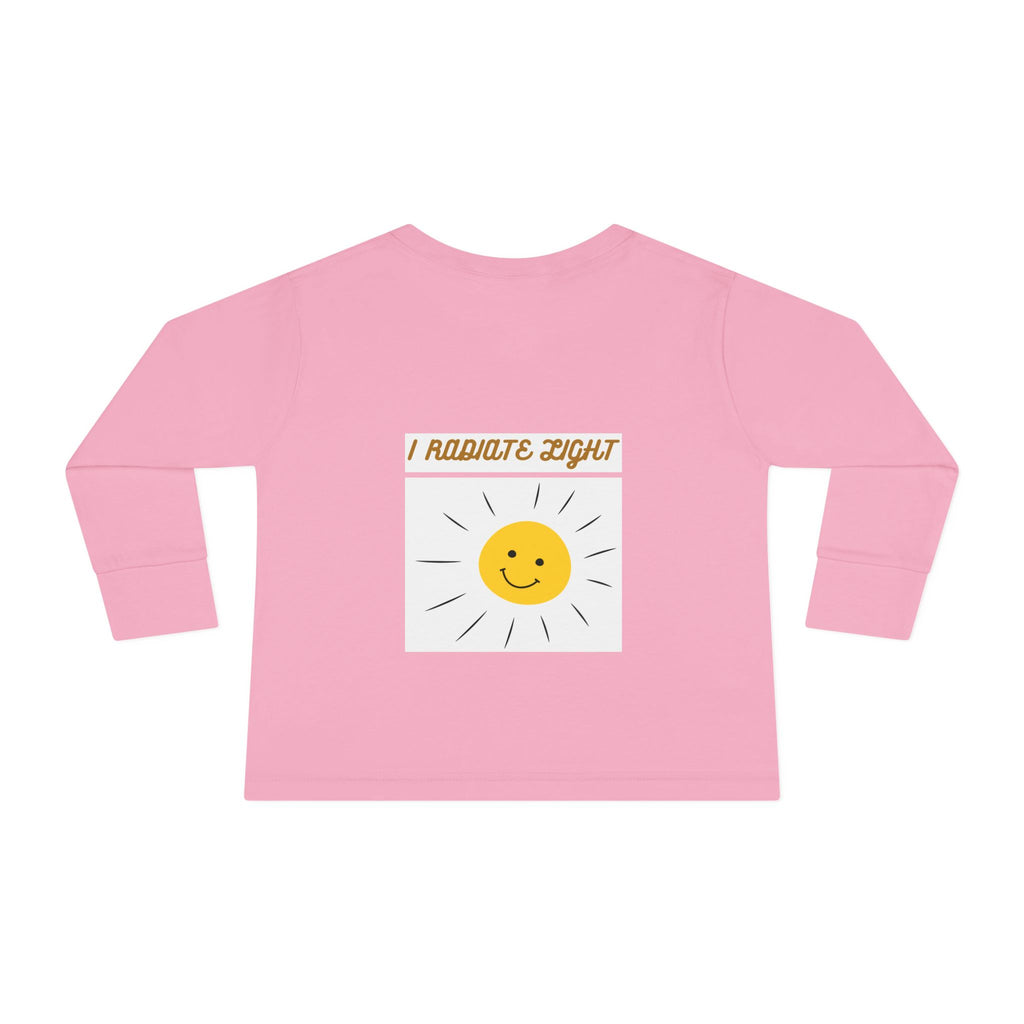 Toddler Long Sleeve Tee — 'Luminous' Gold Script Kids Shirt (I Radiate Light)