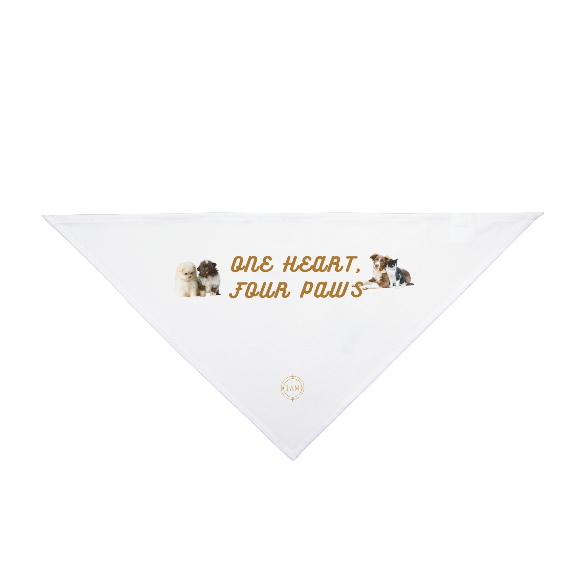 Pet Bandana — "One Heart, Four Paws" Dog & Cat Bandana, Cute Pet Accessory for Walks & Photos