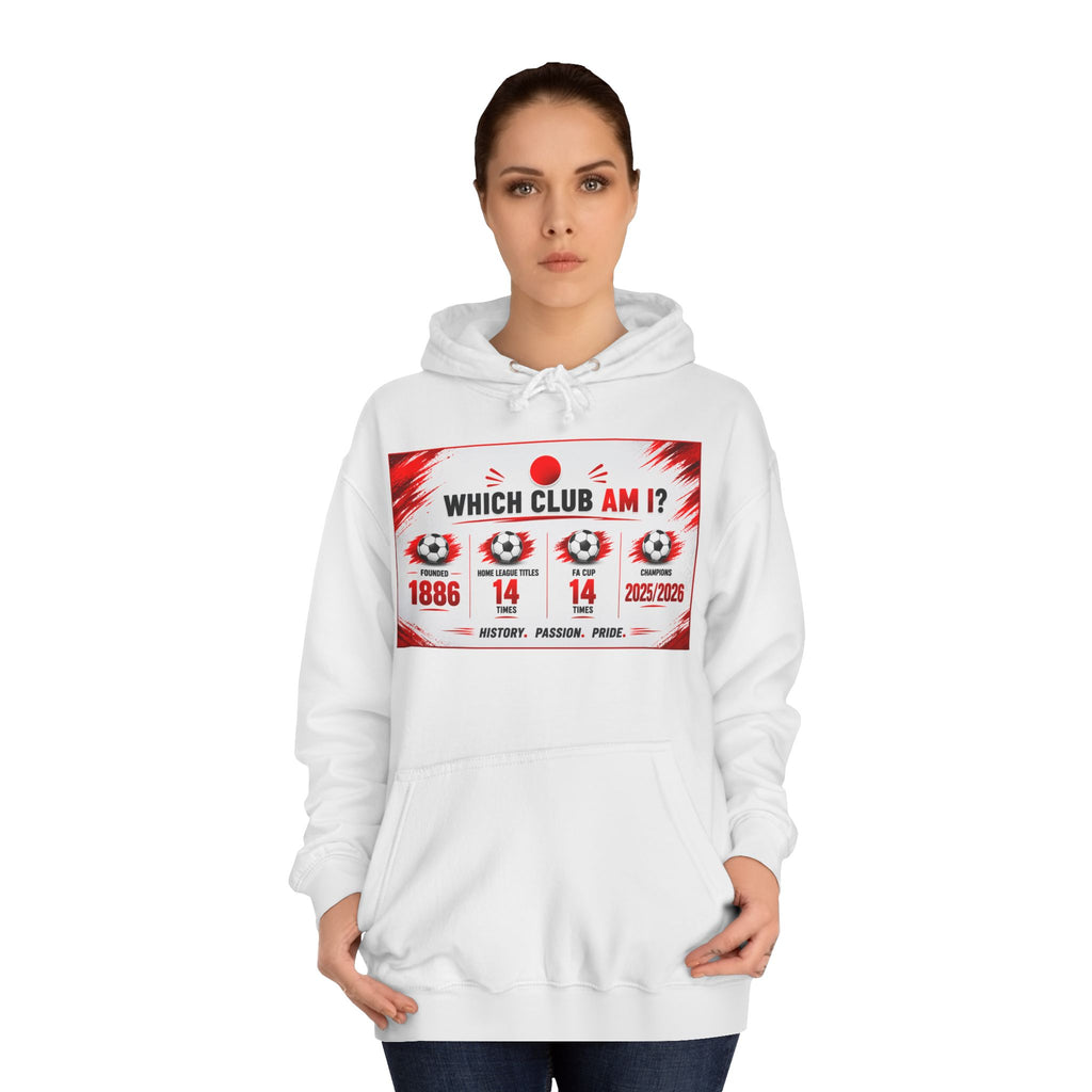 College Hoodie — "Which Club Am I?" Graphic Student Spirit Sweatshirt