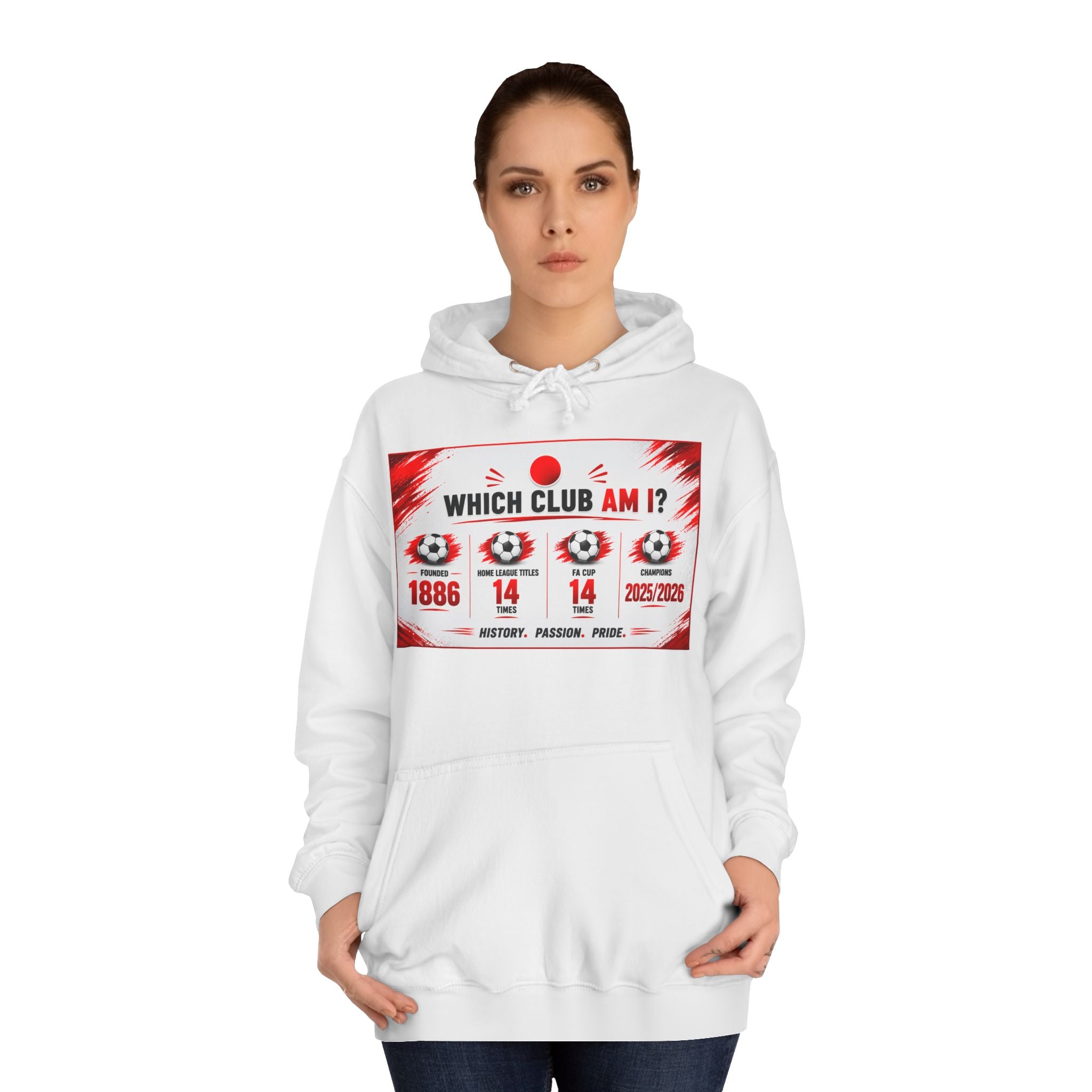 College Hoodie — "Which Club Am I?" Graphic Student Spirit Sweatshirt