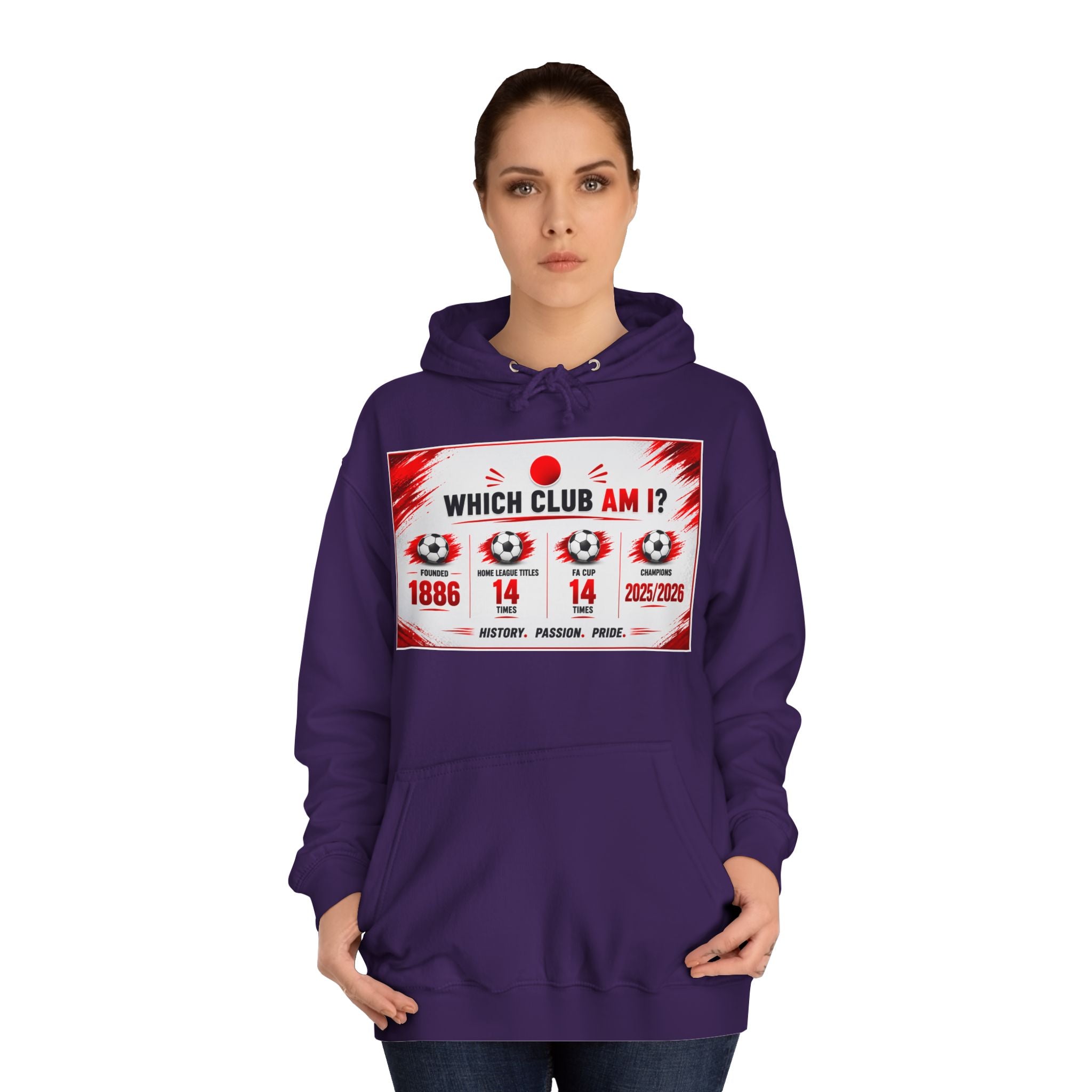 College Hoodie — "Which Club Am I?" Graphic Student Spirit Sweatshirt