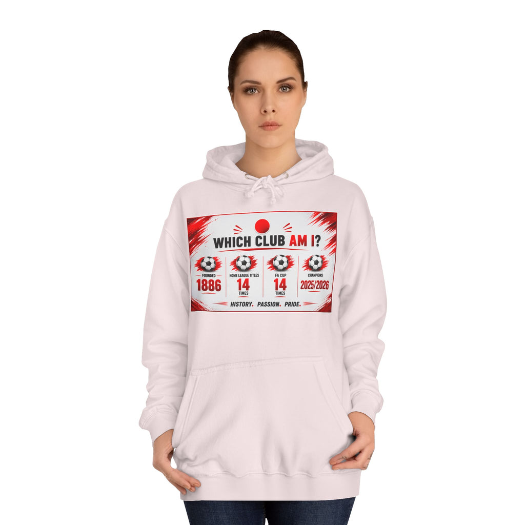 College Hoodie — "Which Club Am I?" Graphic Student Spirit Sweatshirt