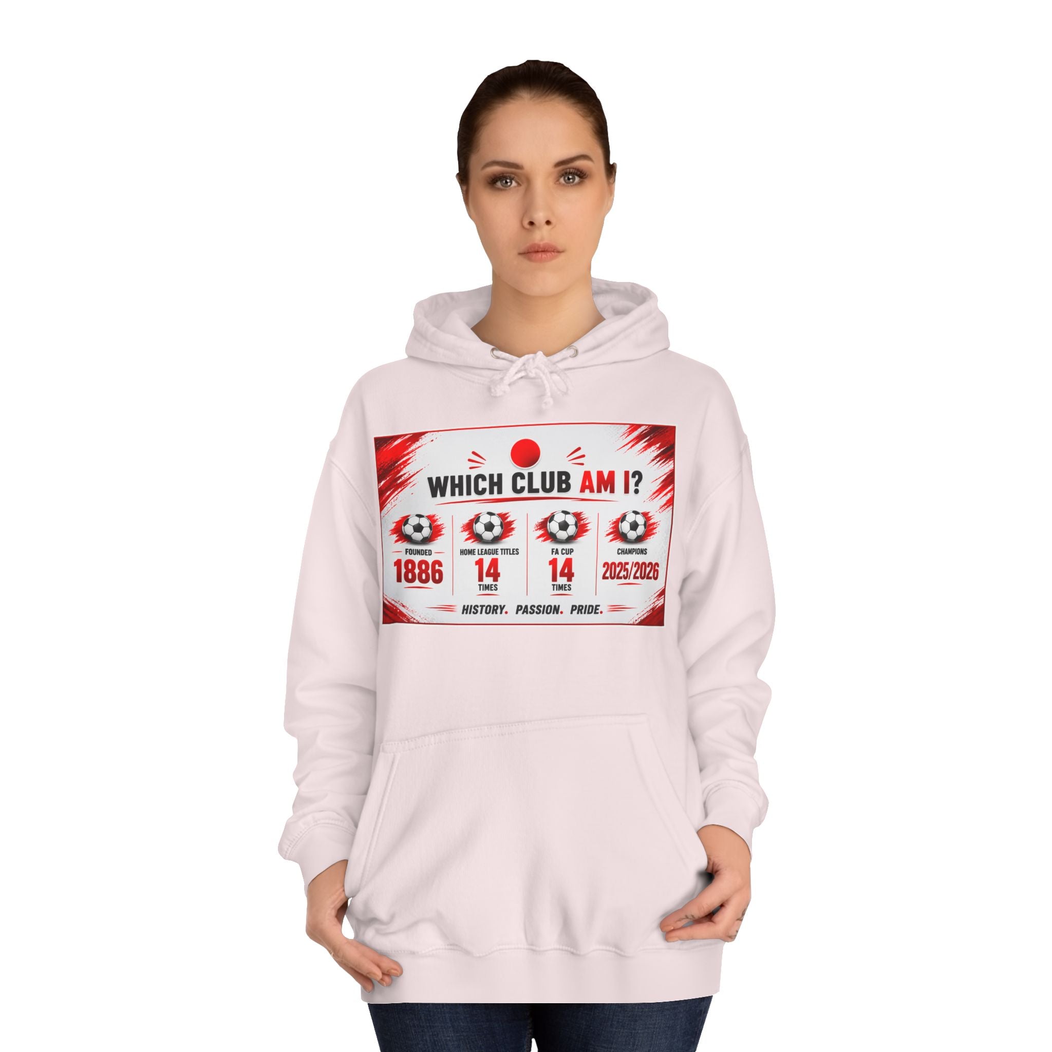 College Hoodie — "Which Club Am I?" Graphic Student Spirit Sweatshirt