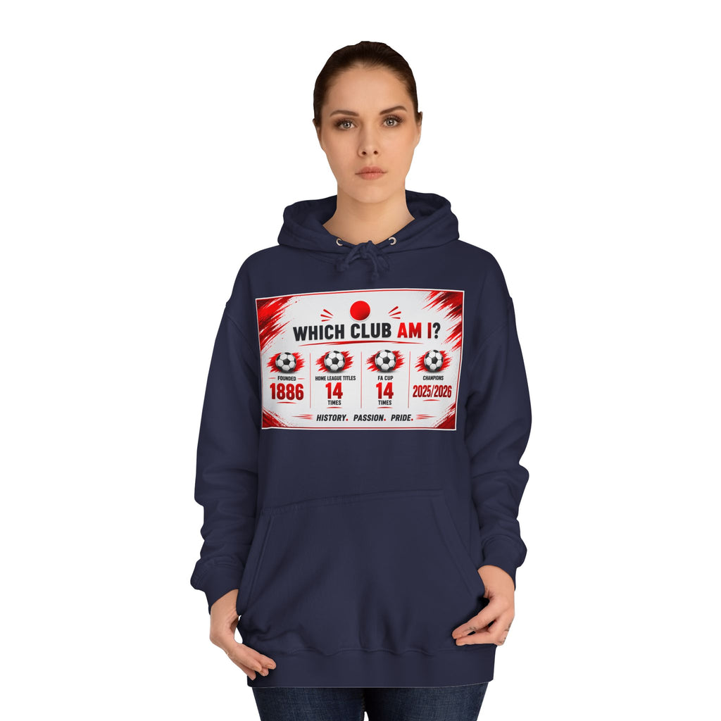 College Hoodie — "Which Club Am I?" Graphic Student Spirit Sweatshirt