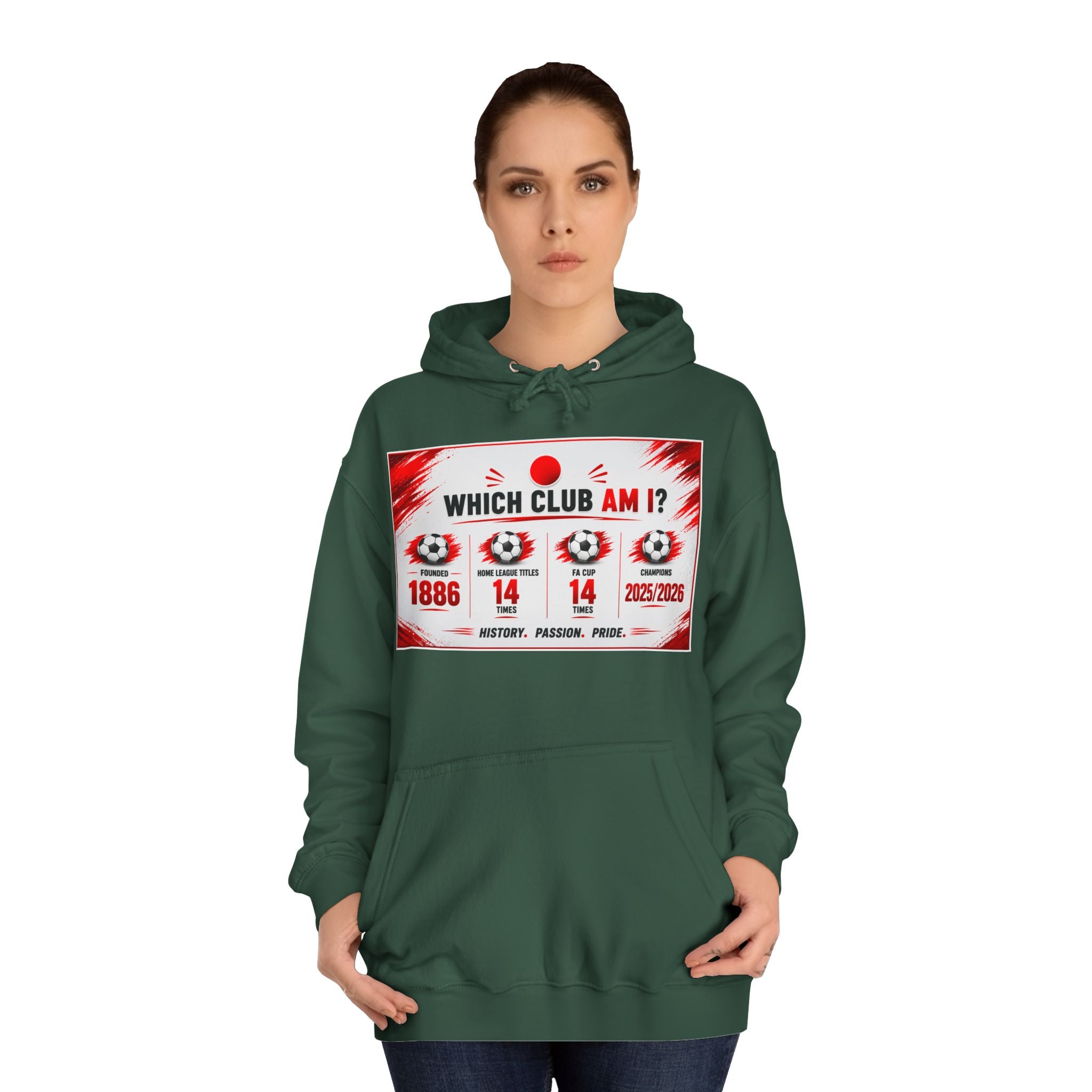 College Hoodie — "Which Club Am I?" Graphic Student Spirit Sweatshirt
