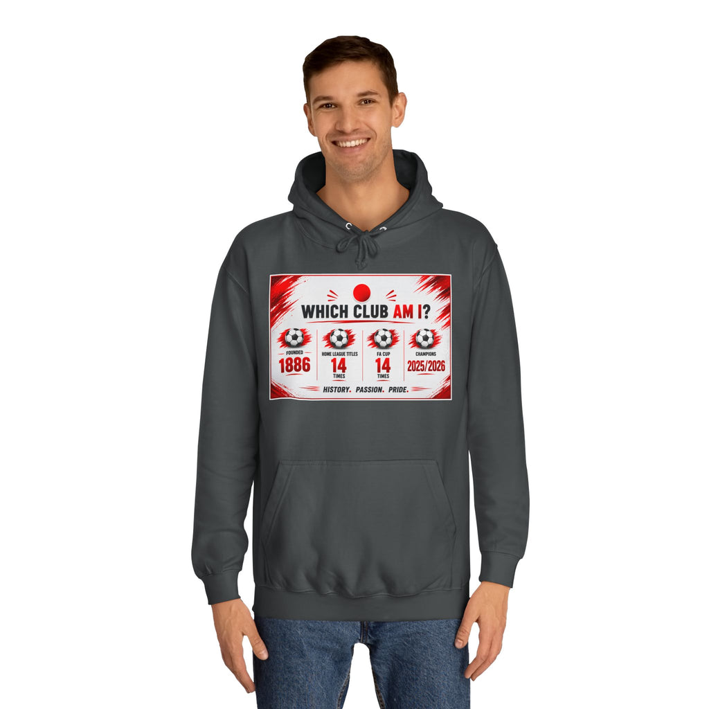 College Hoodie — "Which Club Am I?" Graphic Student Spirit Sweatshirt