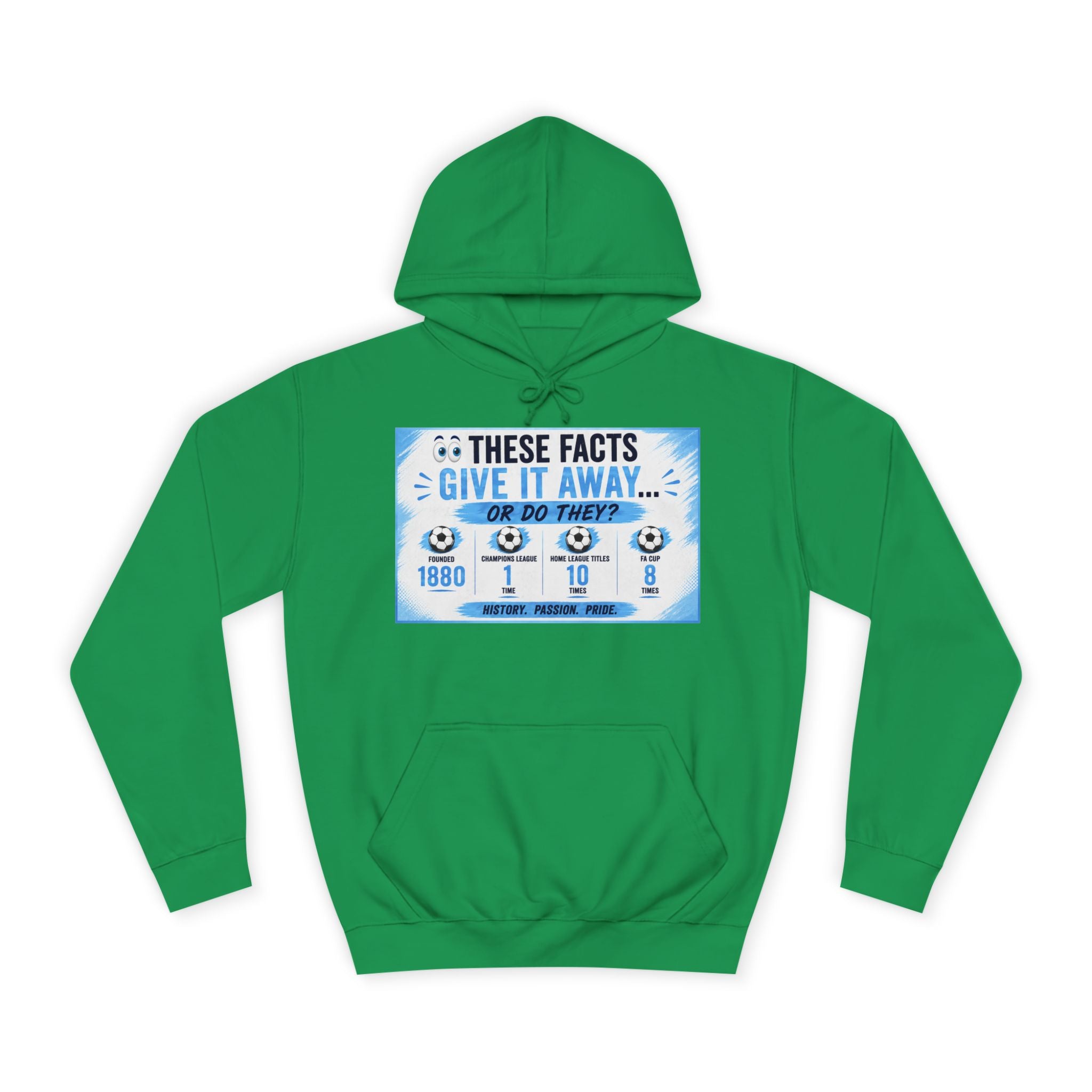 College Hoodie — 'These Facts Give It Away... Or Do They?' Graphic Pullover