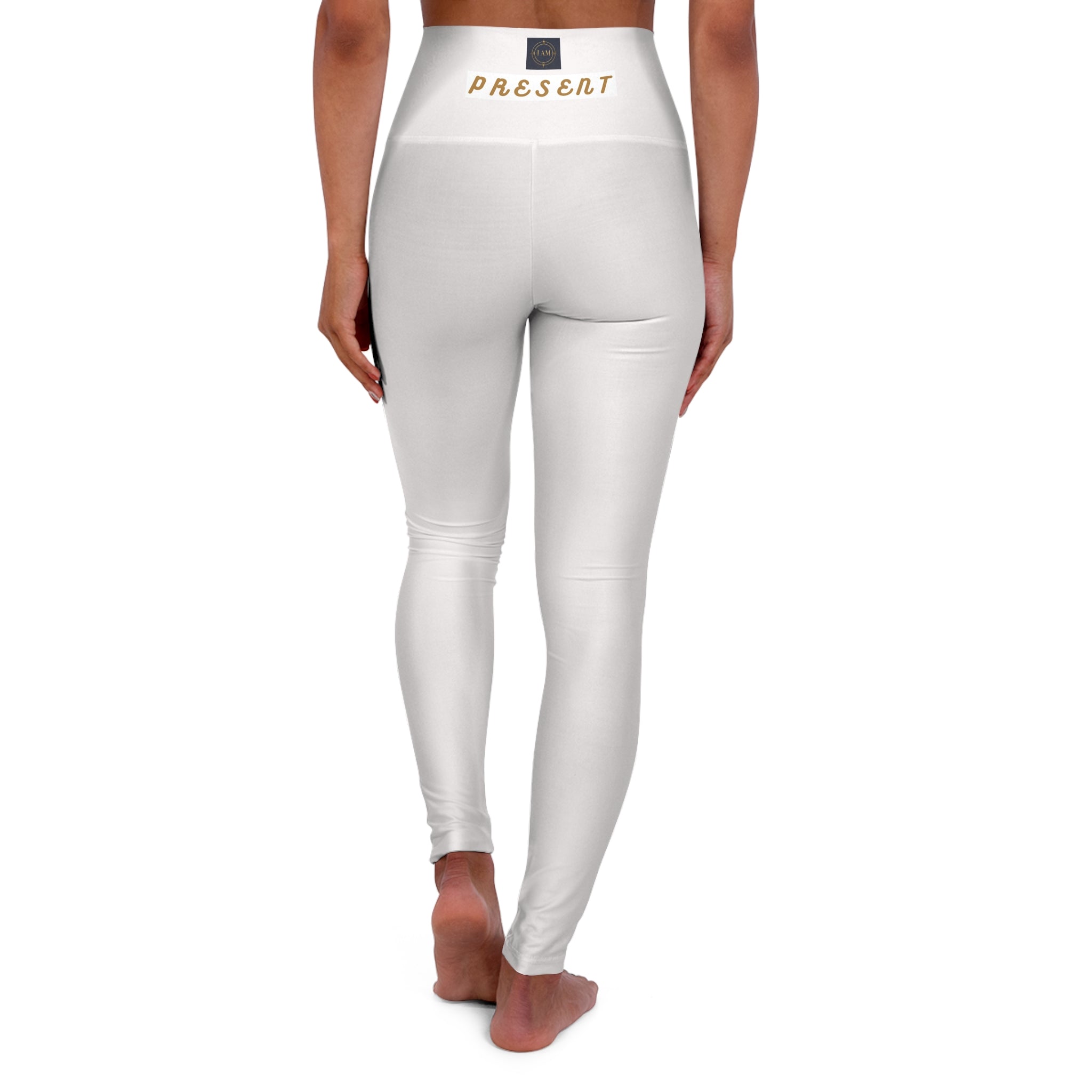Present High-Waisted Yoga Leggings – Minimal White AOP Activewear