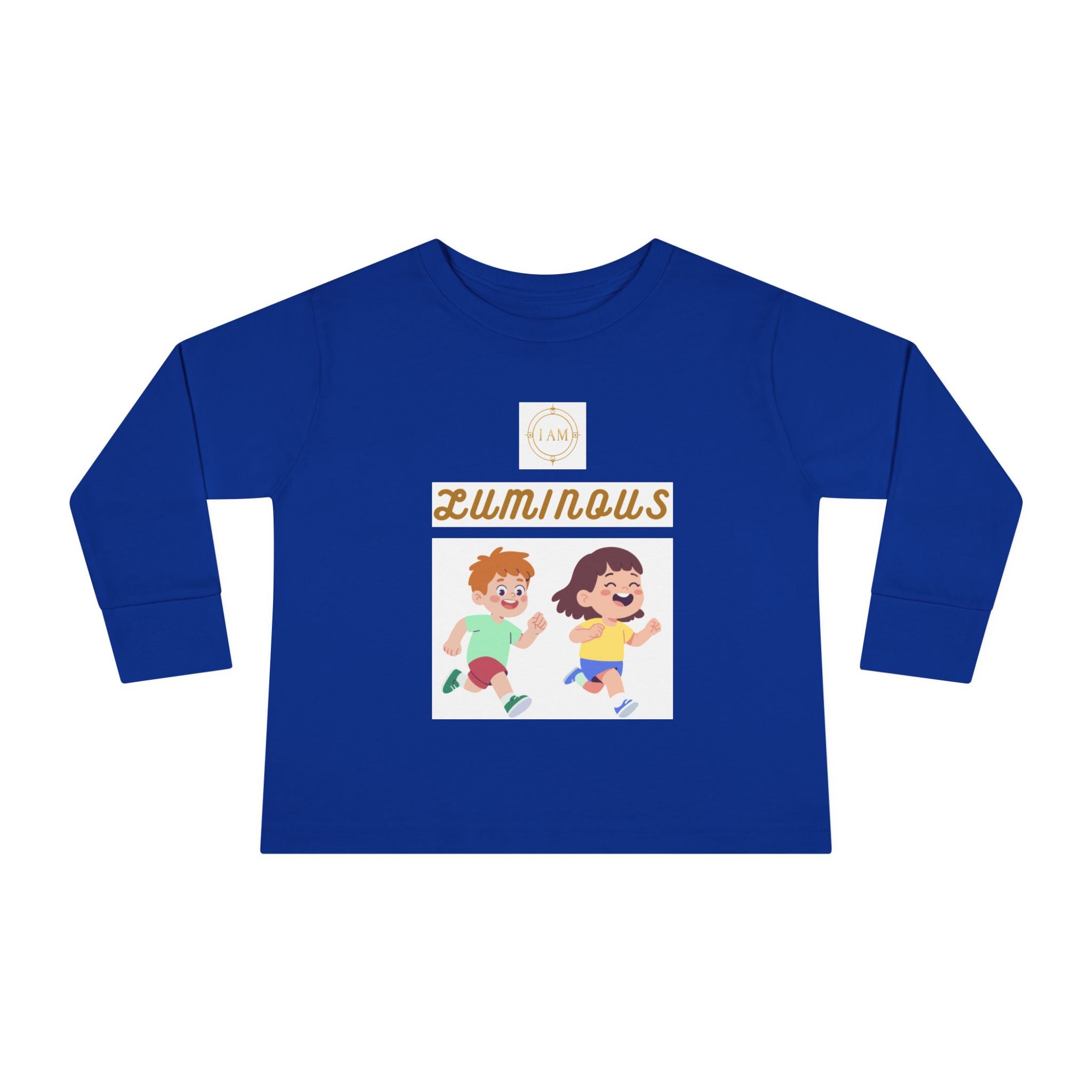 Toddler Long Sleeve Tee — 'Luminous' Gold Script Kids Shirt (I Radiate Light)