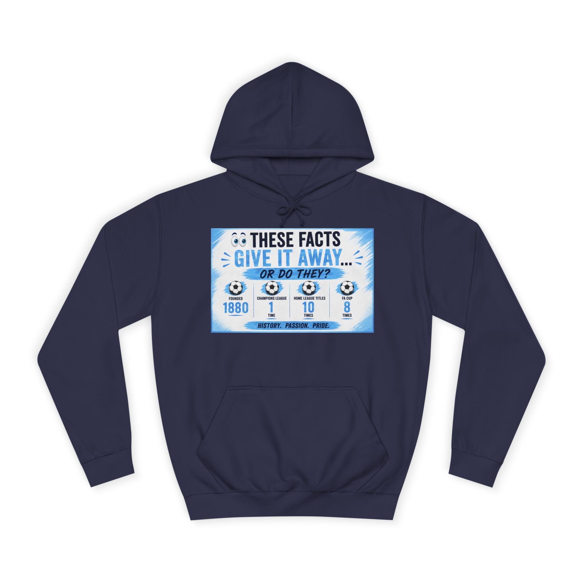 College Hoodie — 'These Facts Give It Away... Or Do They?' Graphic Pullover