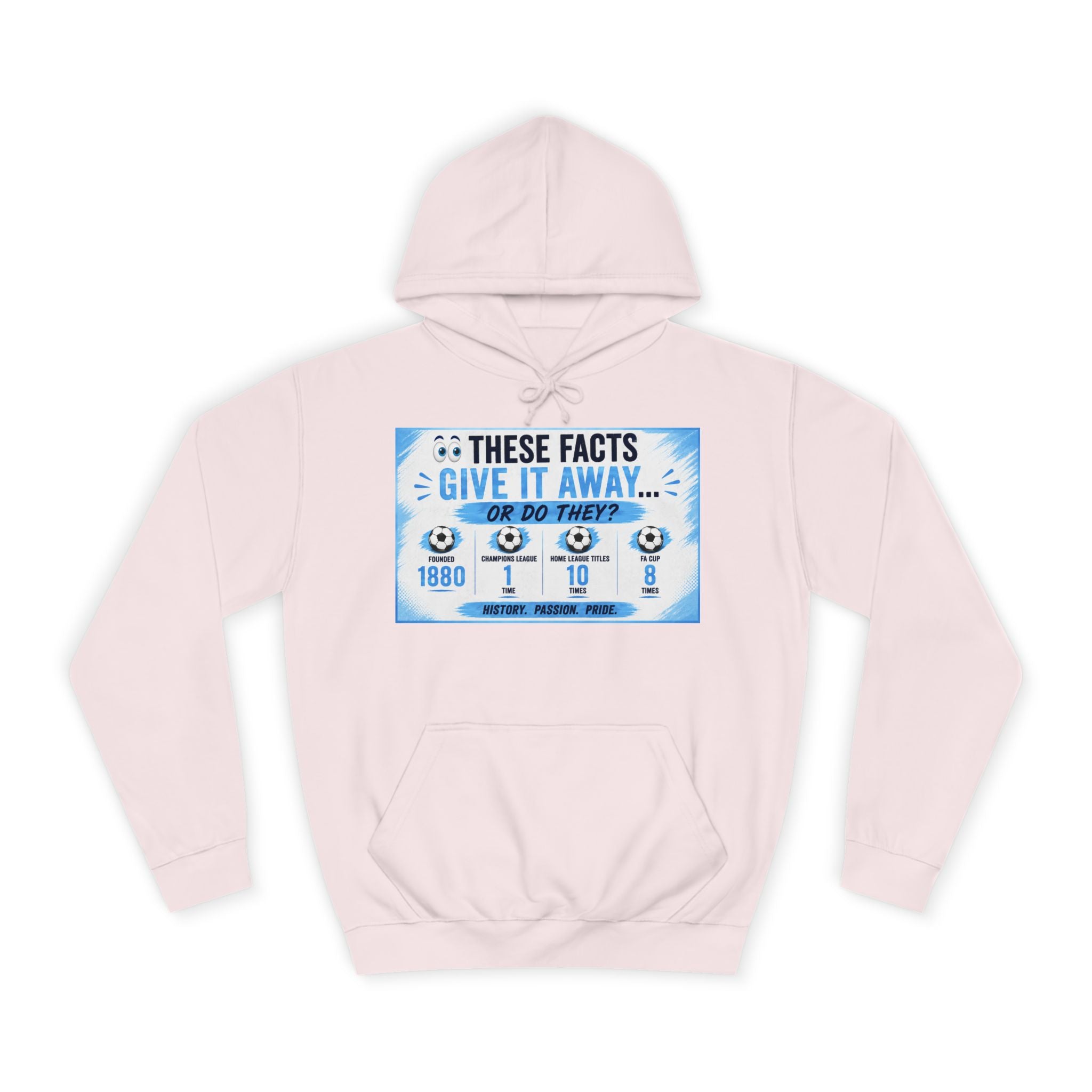 College Hoodie — 'These Facts Give It Away... Or Do They?' Graphic Pullover