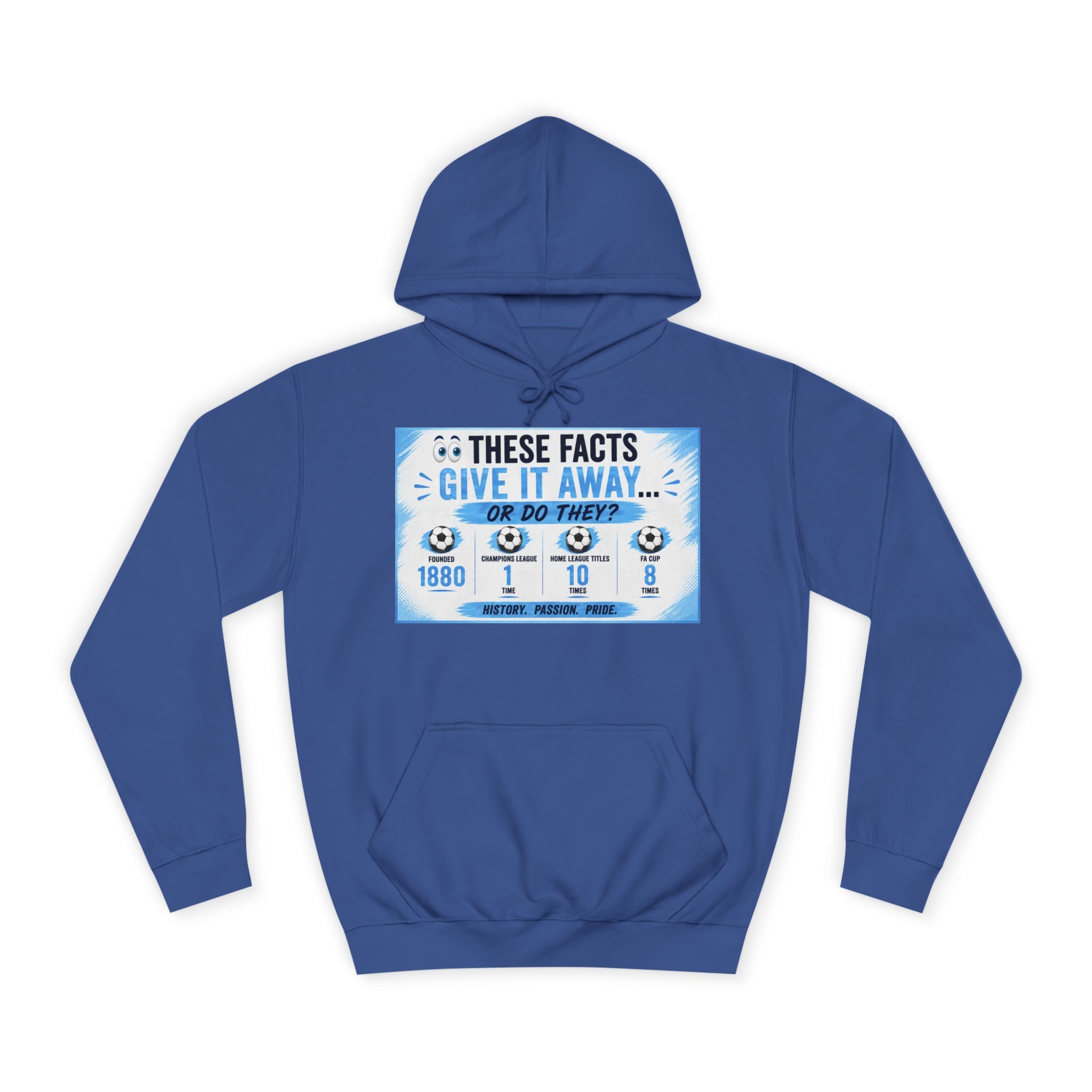 College Hoodie — 'These Facts Give It Away... Or Do They?' Graphic Pullover