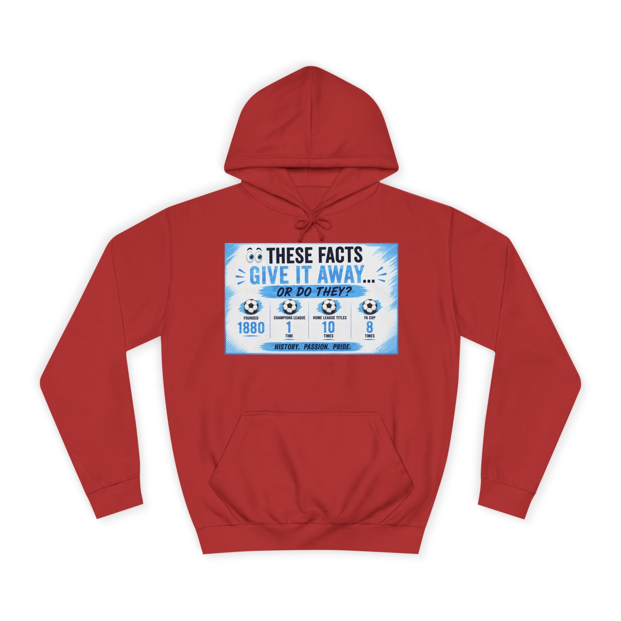 College Hoodie — 'These Facts Give It Away... Or Do They?' Graphic Pullover