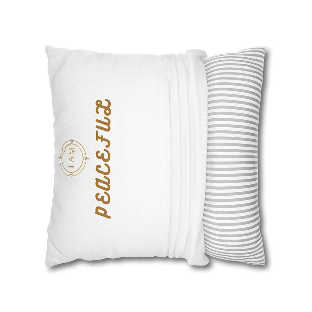 Peacefulx Gold Script Pillowcase — “I AM PEACEFULX” Decorative Throw Pillow
