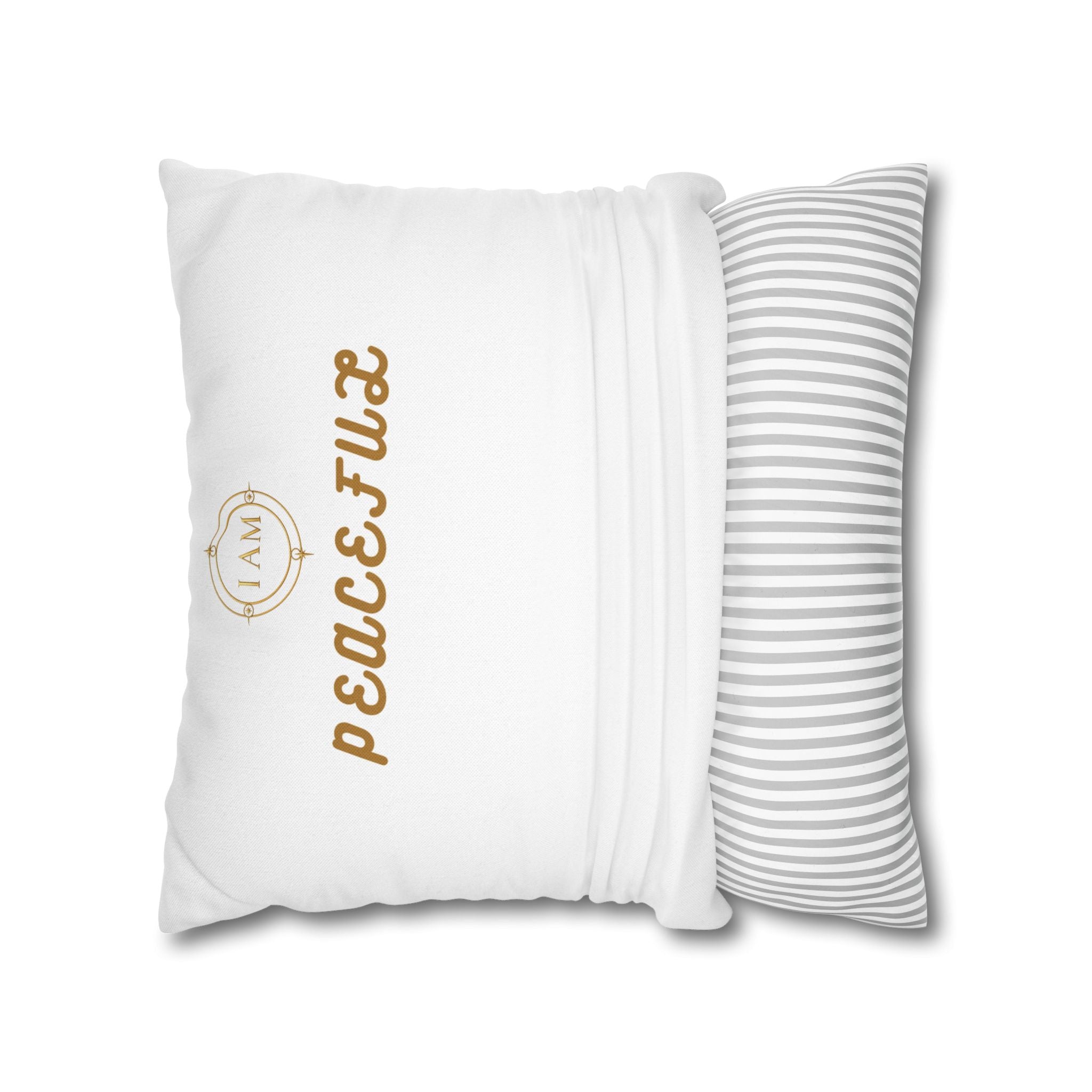 Peacefulx Gold Script Pillowcase — “I AM PEACEFULX” Decorative Throw Pillow
