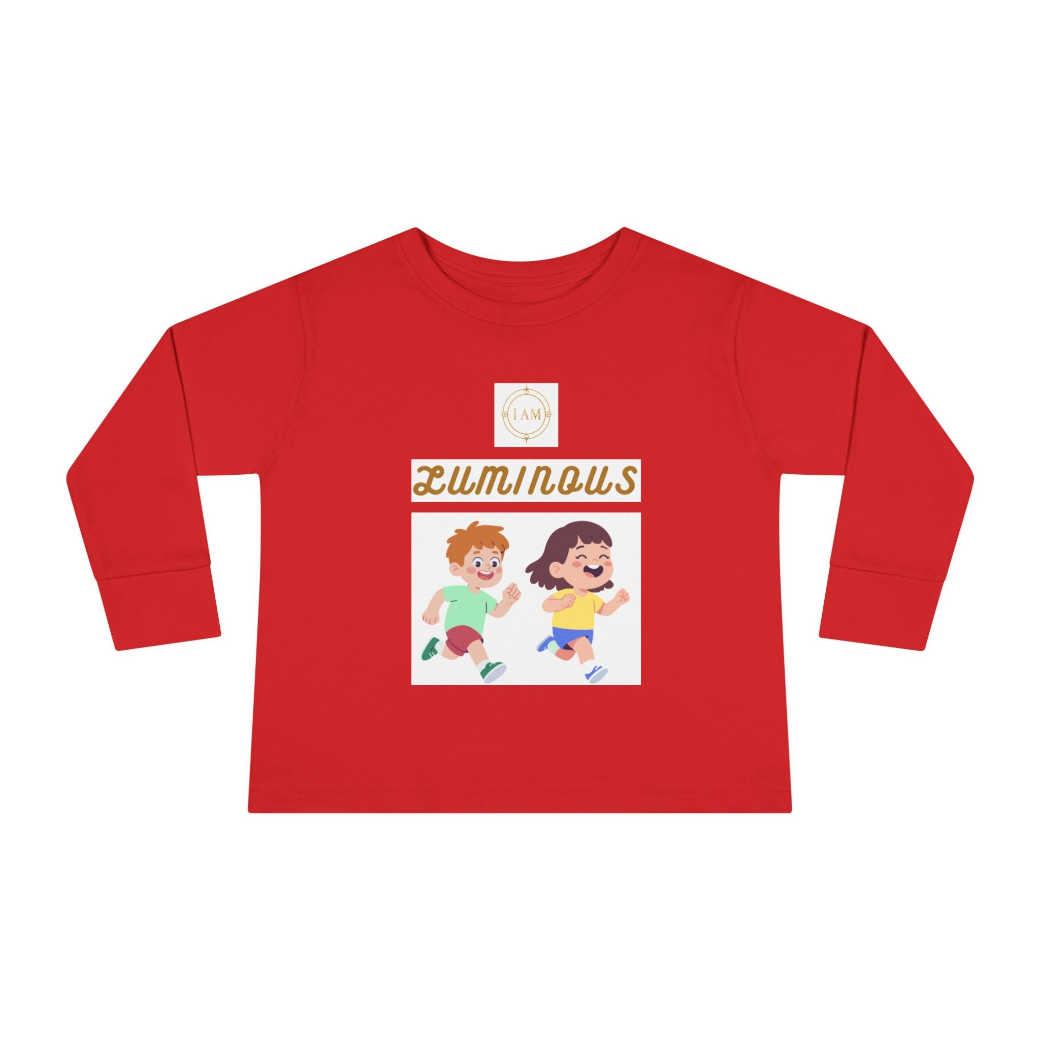 Toddler Long Sleeve Tee — 'Luminous' Gold Script Kids Shirt (I Radiate Light)