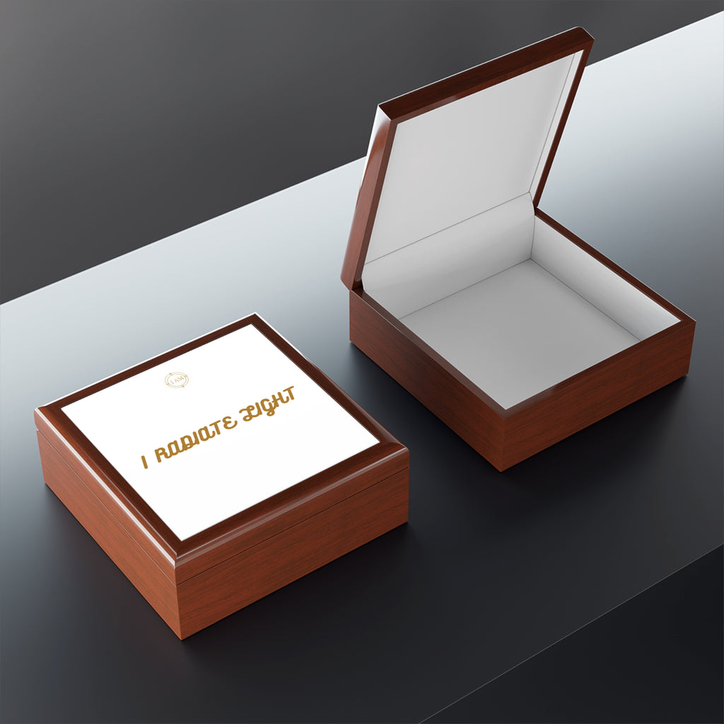 I Radiate Light Jewelry Box — Elegant Keepsake Box with Gold Script
