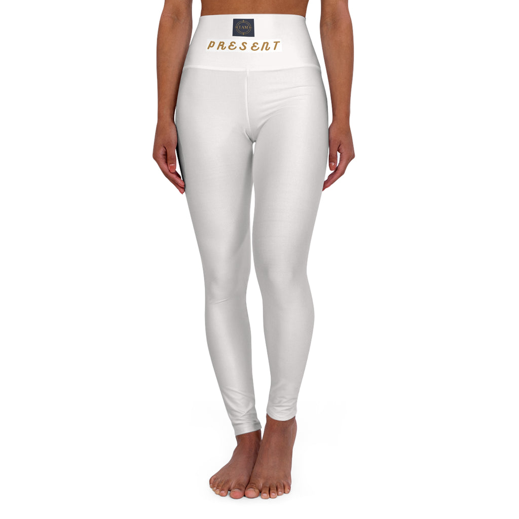 Present High-Waisted Yoga Leggings – Minimal White AOP Activewear