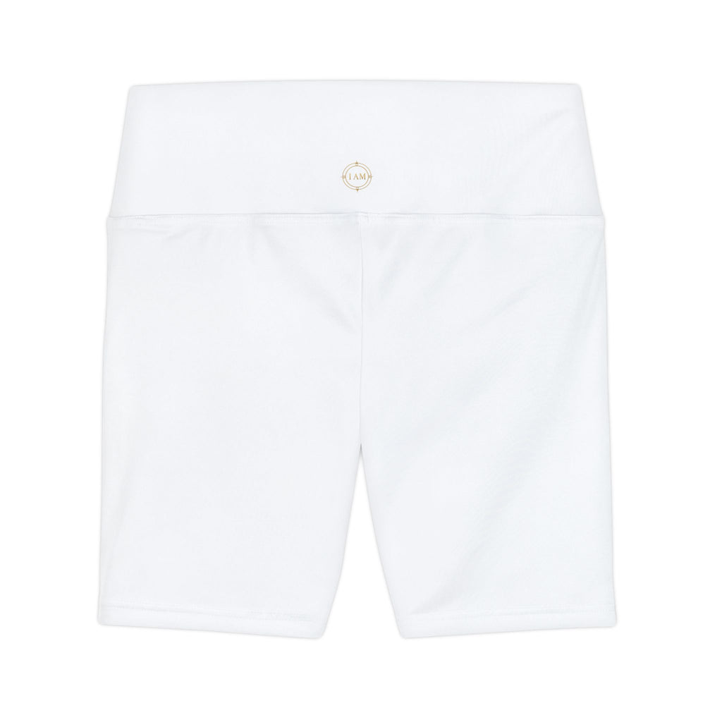 Women's Workout Shorts — High-Waist White Athletic Bike Shorts