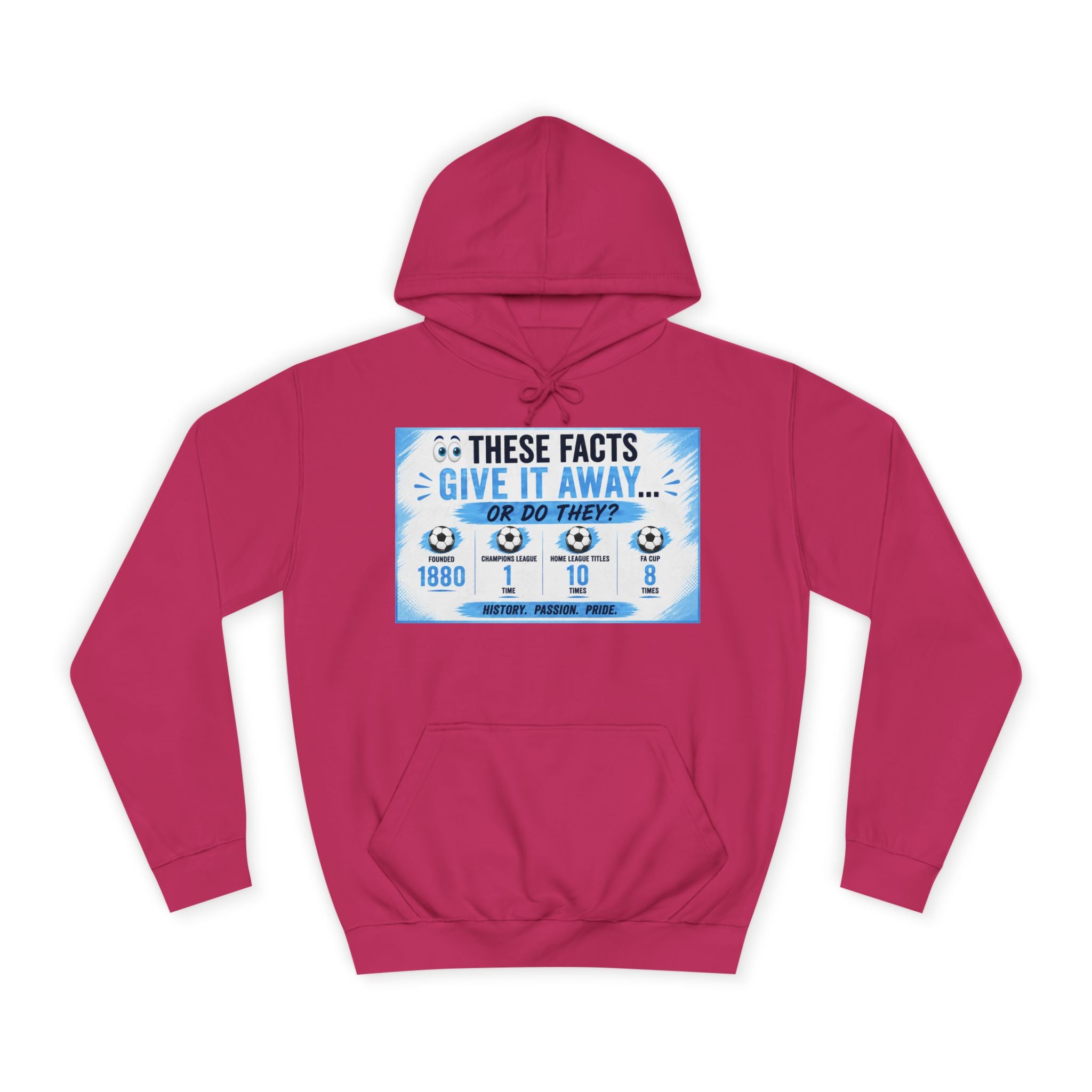 College Hoodie — 'These Facts Give It Away... Or Do They?' Graphic Pullover