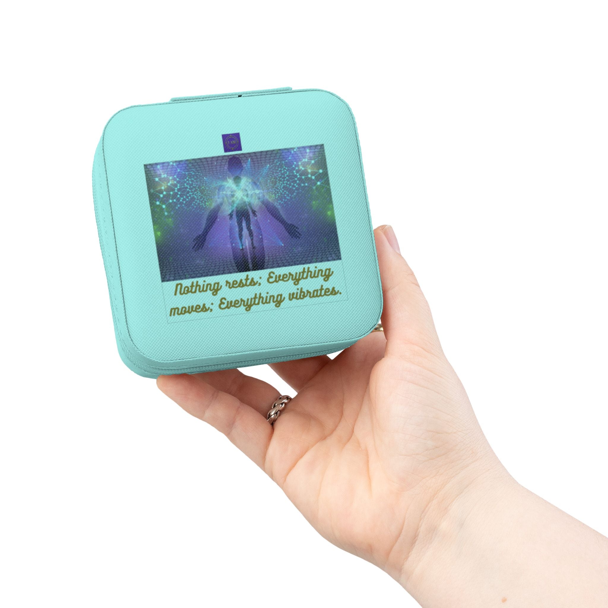 Compact Jewelry Travel Case — Portable Organizer with Ring Slots & Compartments ("Anything Ends Everything")