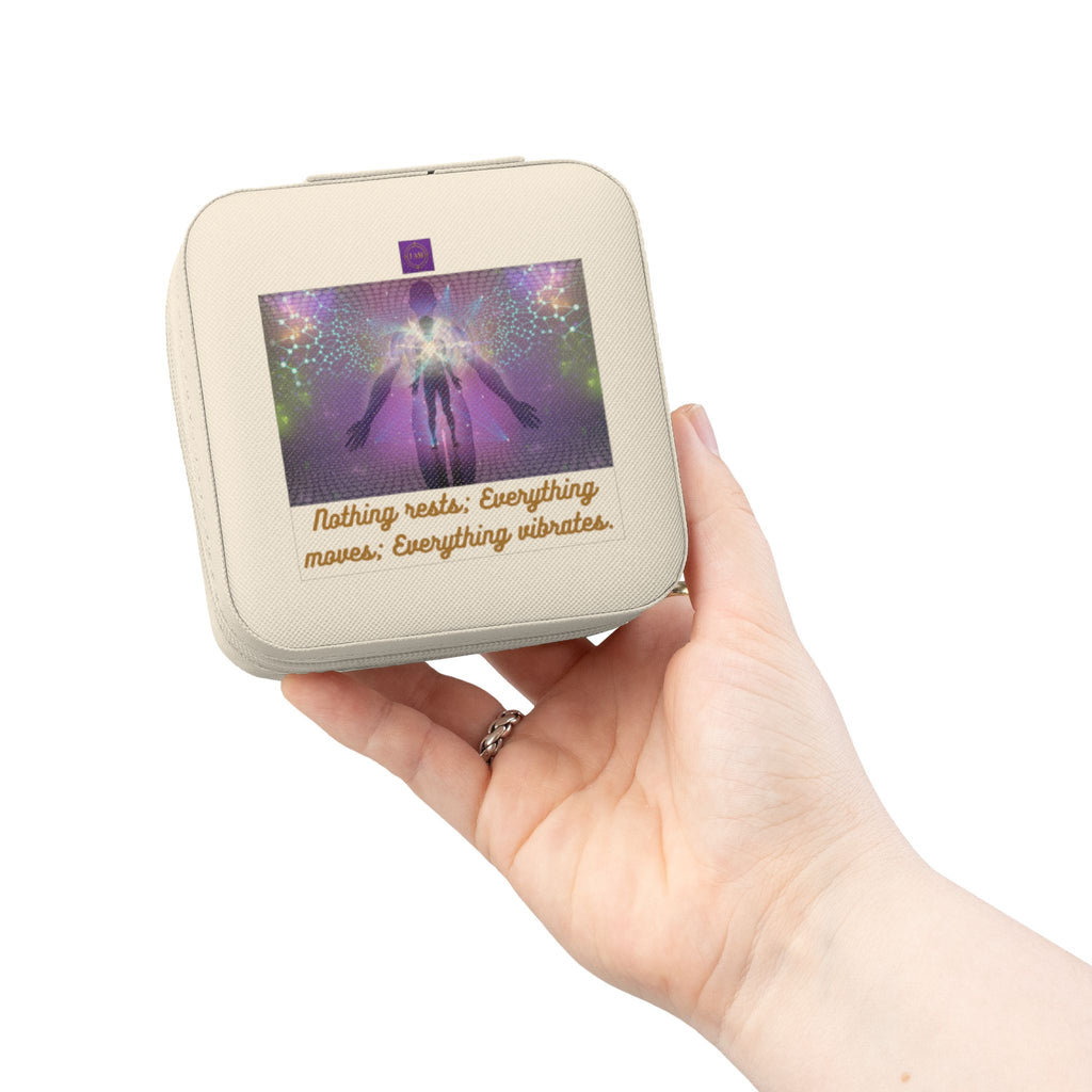 Compact Jewelry Travel Case — Portable Organizer with Ring Slots & Compartments ("Anything Ends Everything")