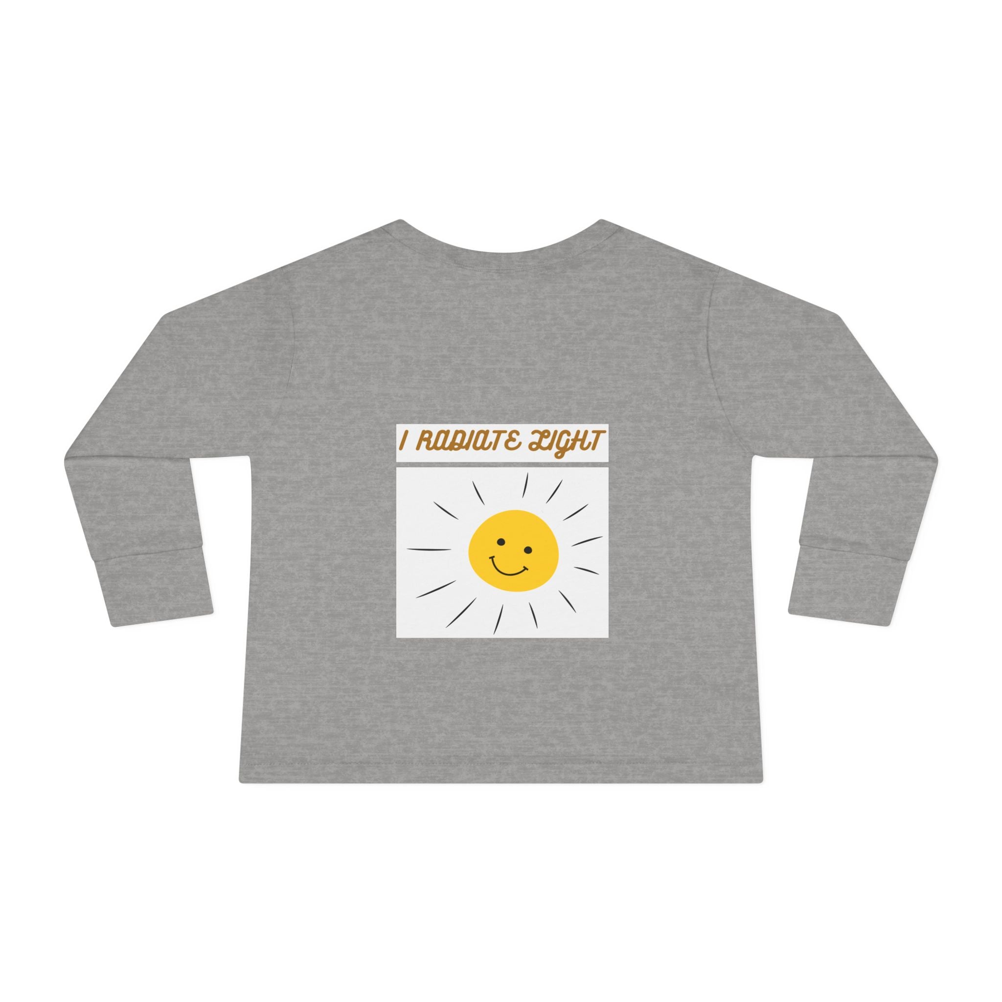 Toddler Long Sleeve Tee — 'Luminous' Gold Script Kids Shirt (I Radiate Light)