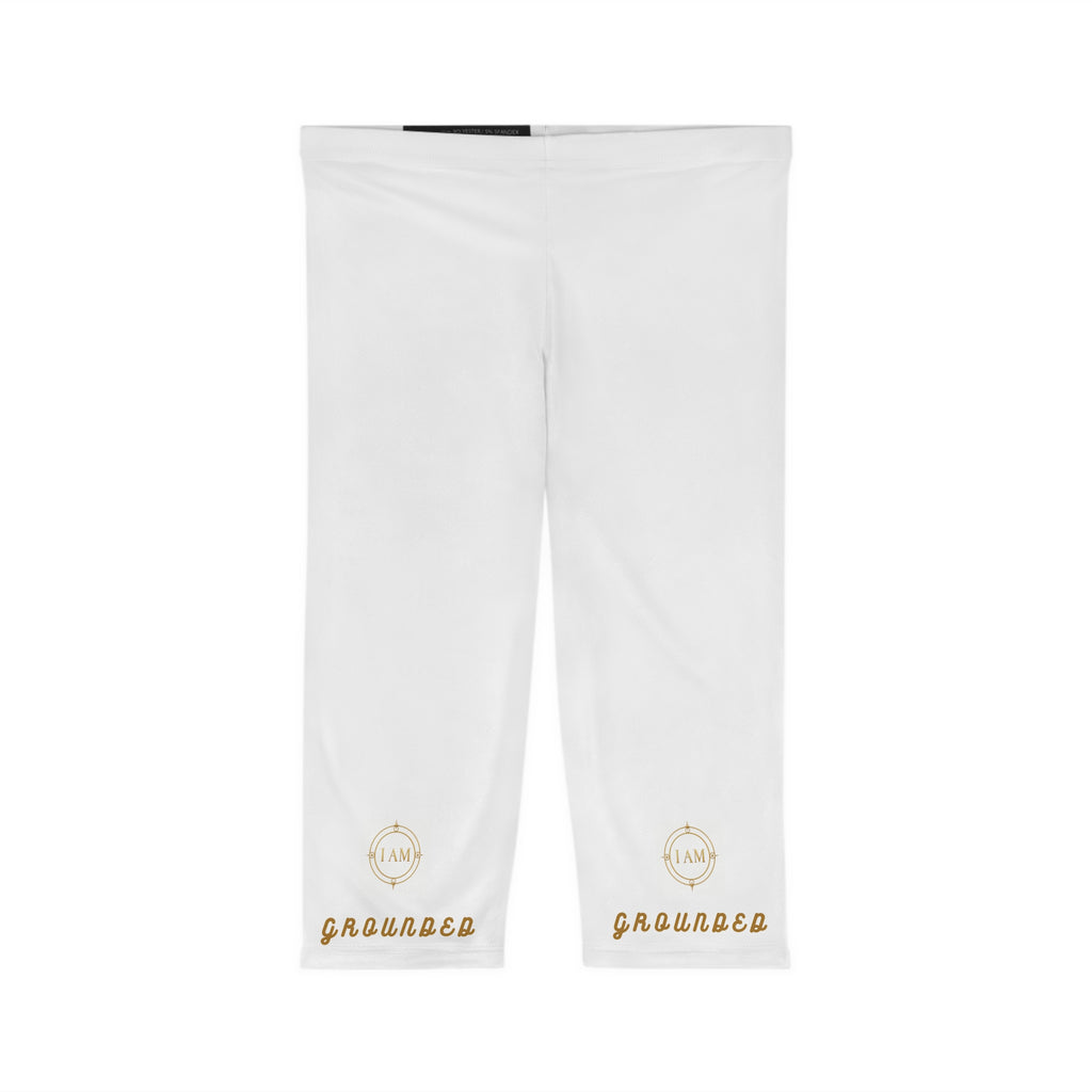 Women’s Capri Leggings — Yoga & Everyday Activewear with 'I Am Grounded' Minimal Design