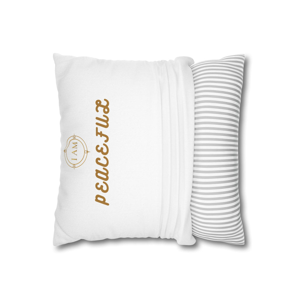 Peacefulx Gold Script Pillowcase — “I AM PEACEFULX” Decorative Throw Pillow