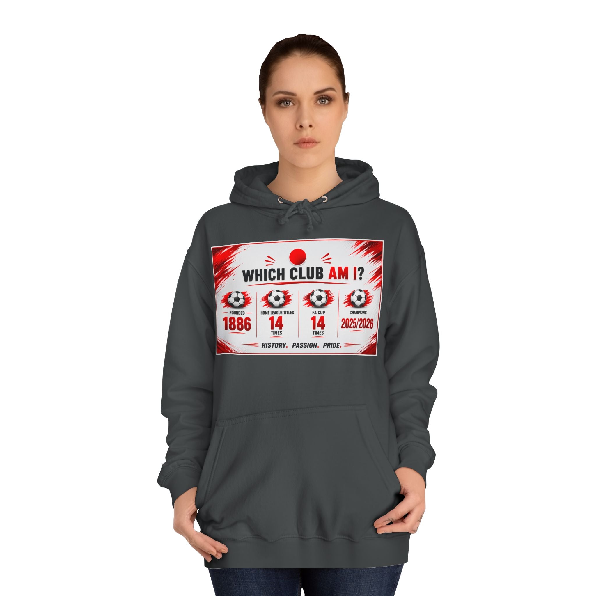 College Hoodie — "Which Club Am I?" Graphic Student Spirit Sweatshirt