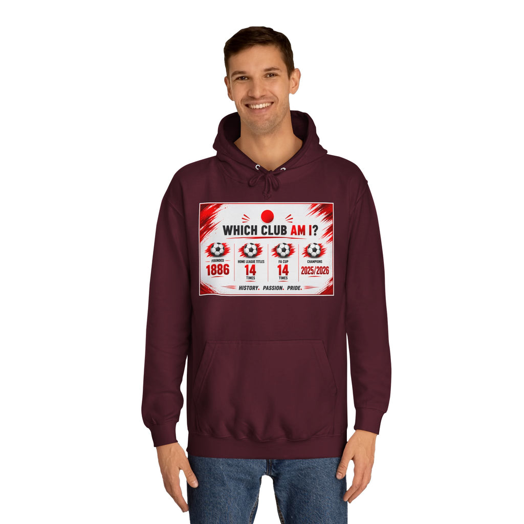 College Hoodie — "Which Club Am I?" Graphic Student Spirit Sweatshirt