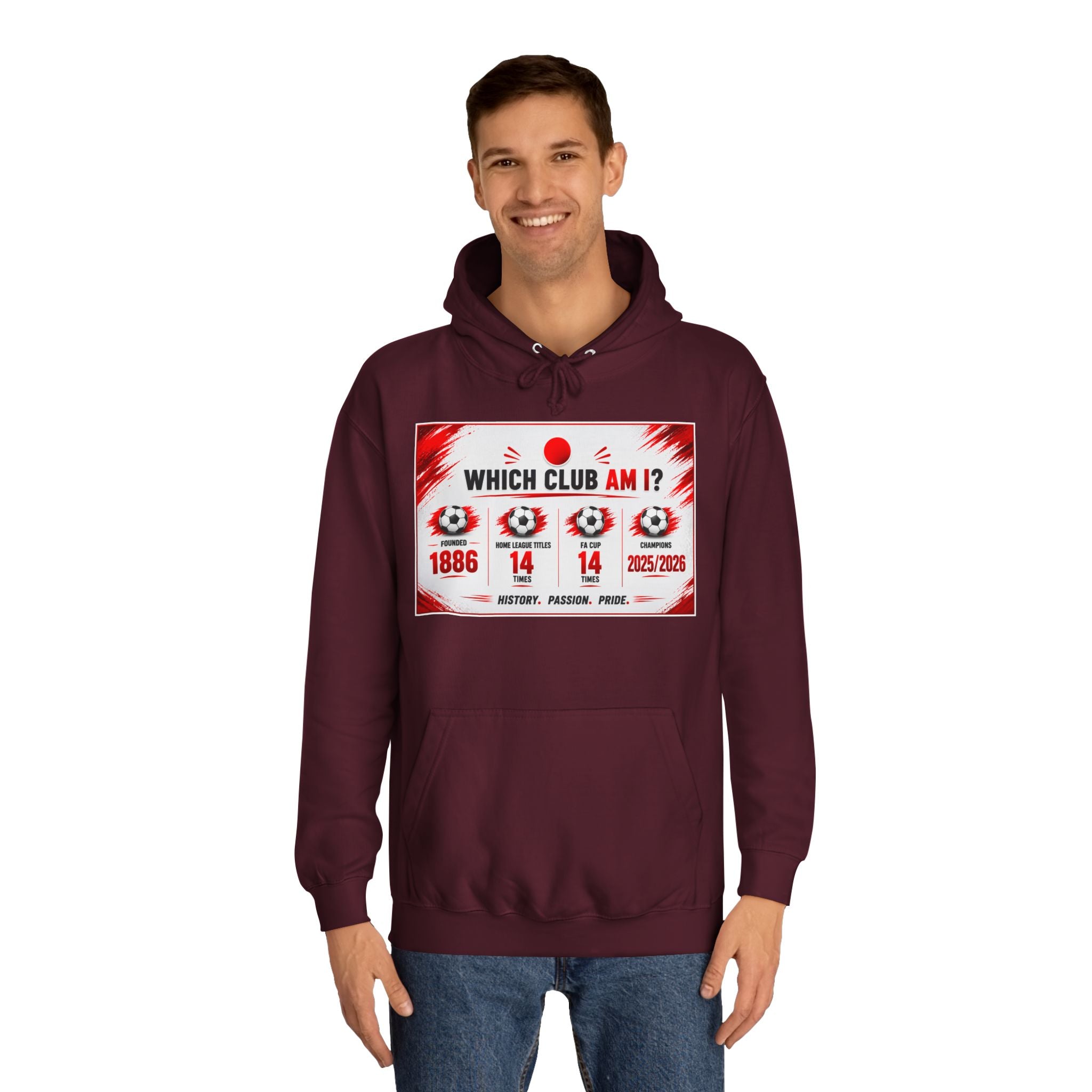College Hoodie — "Which Club Am I?" Graphic Student Spirit Sweatshirt
