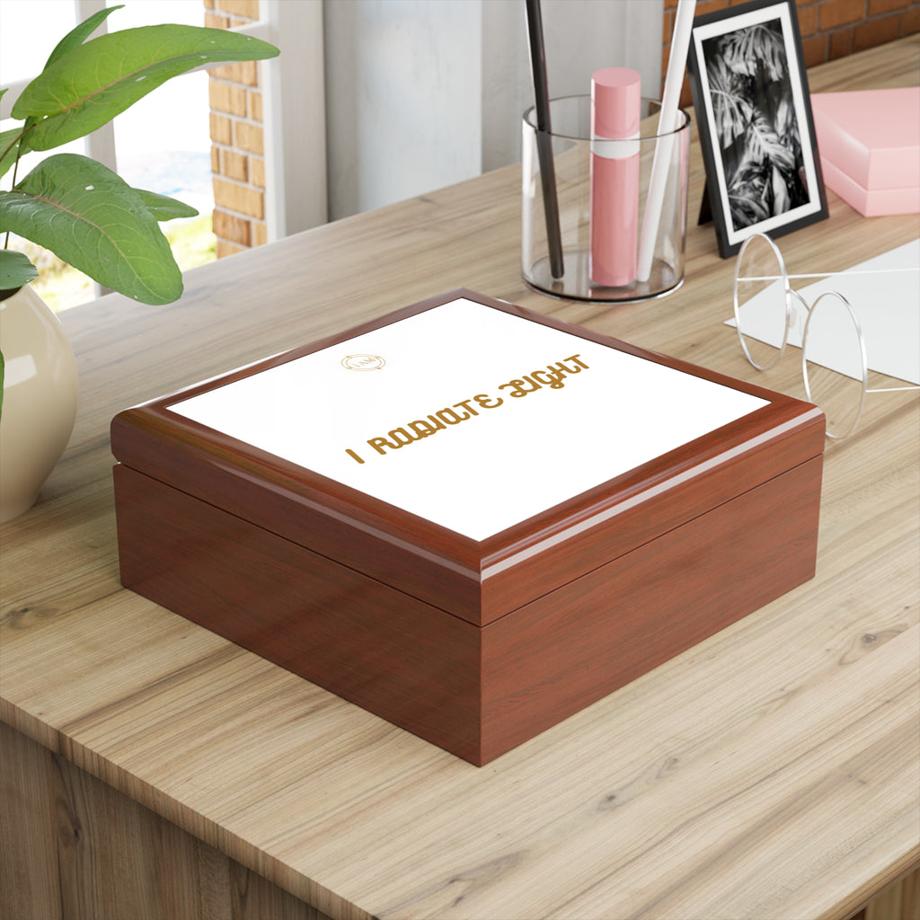 I Radiate Light Jewelry Box — Elegant Keepsake Box with Gold Script